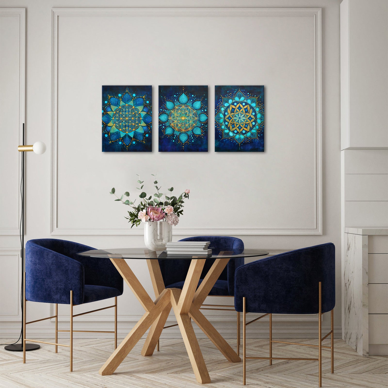 Turquoise Flower-Like Patterns