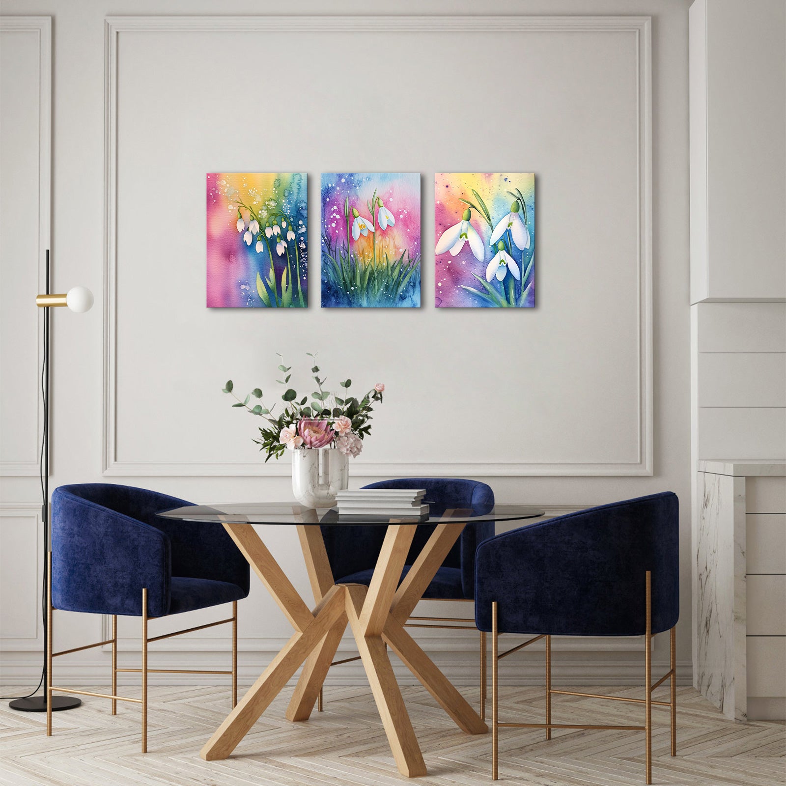 Snowdrops On Colorful Background