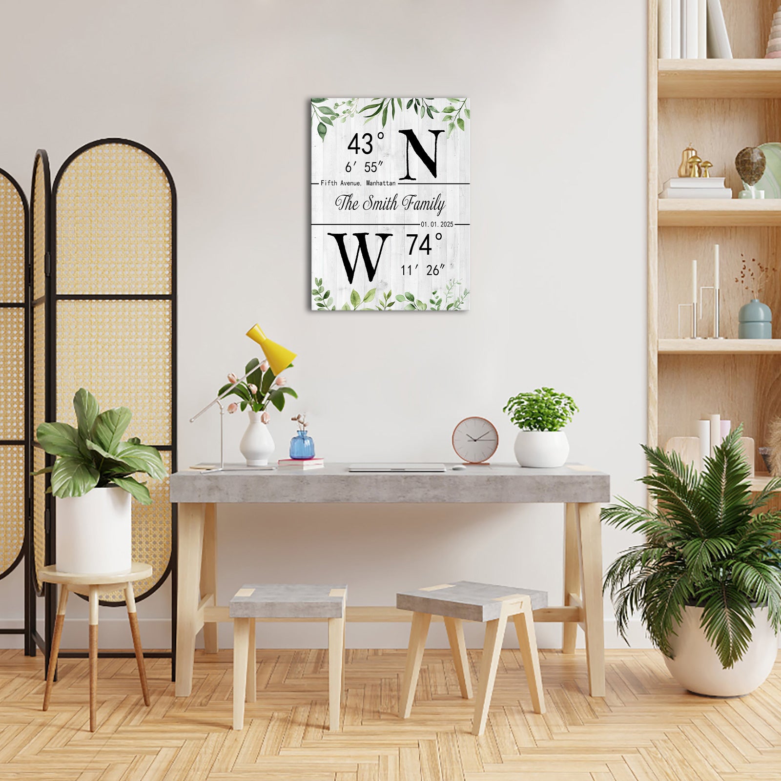 Custom Family Name Family Coordinates Canvas Print