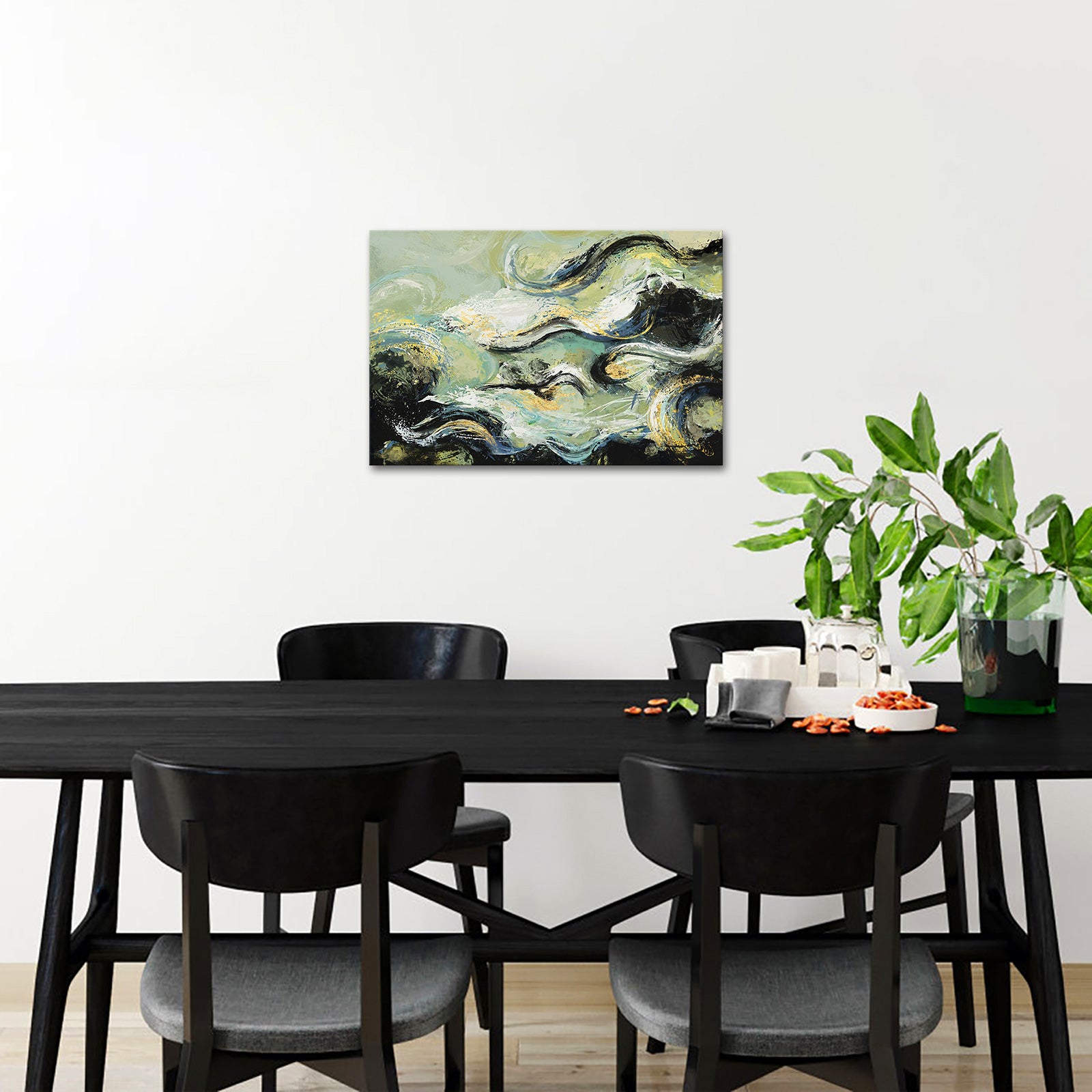 Abstract Clouds Green Background Wall Decorative Painting Canvas Art