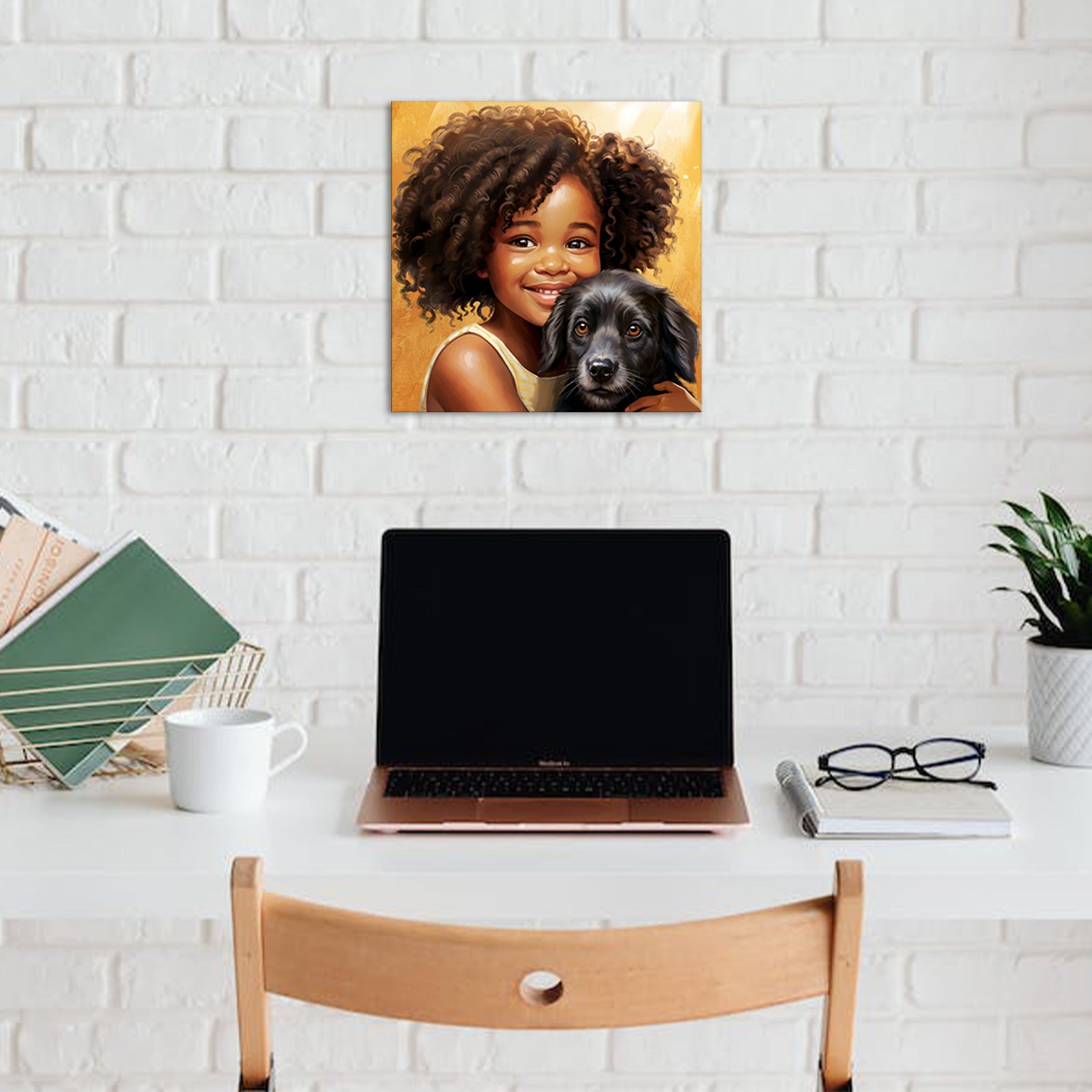 Young Girl Embraces Dog Companion