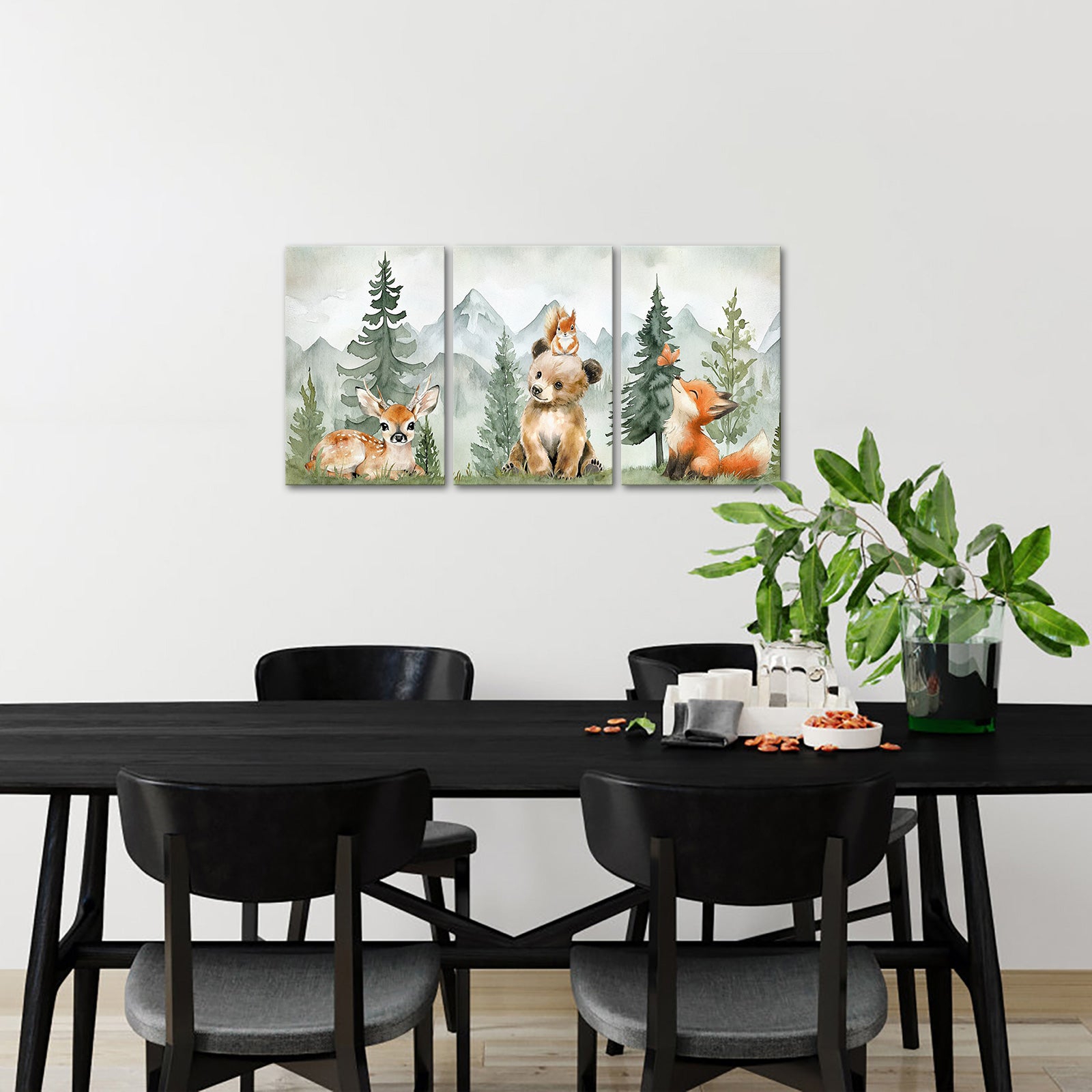High quality canvas painting forest animals wall art multiple pieces