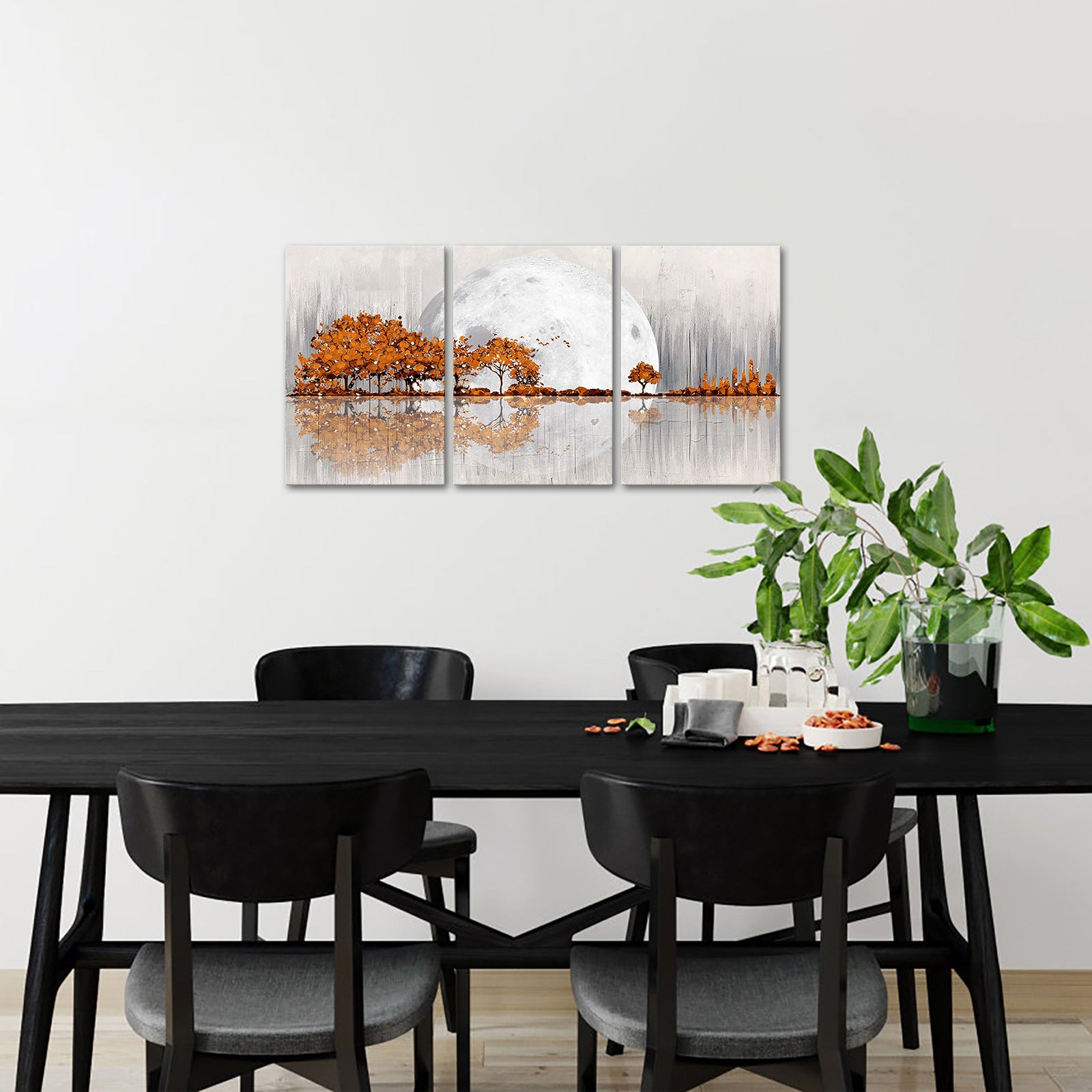 Triptych mountains and rivers modern canvas wall art