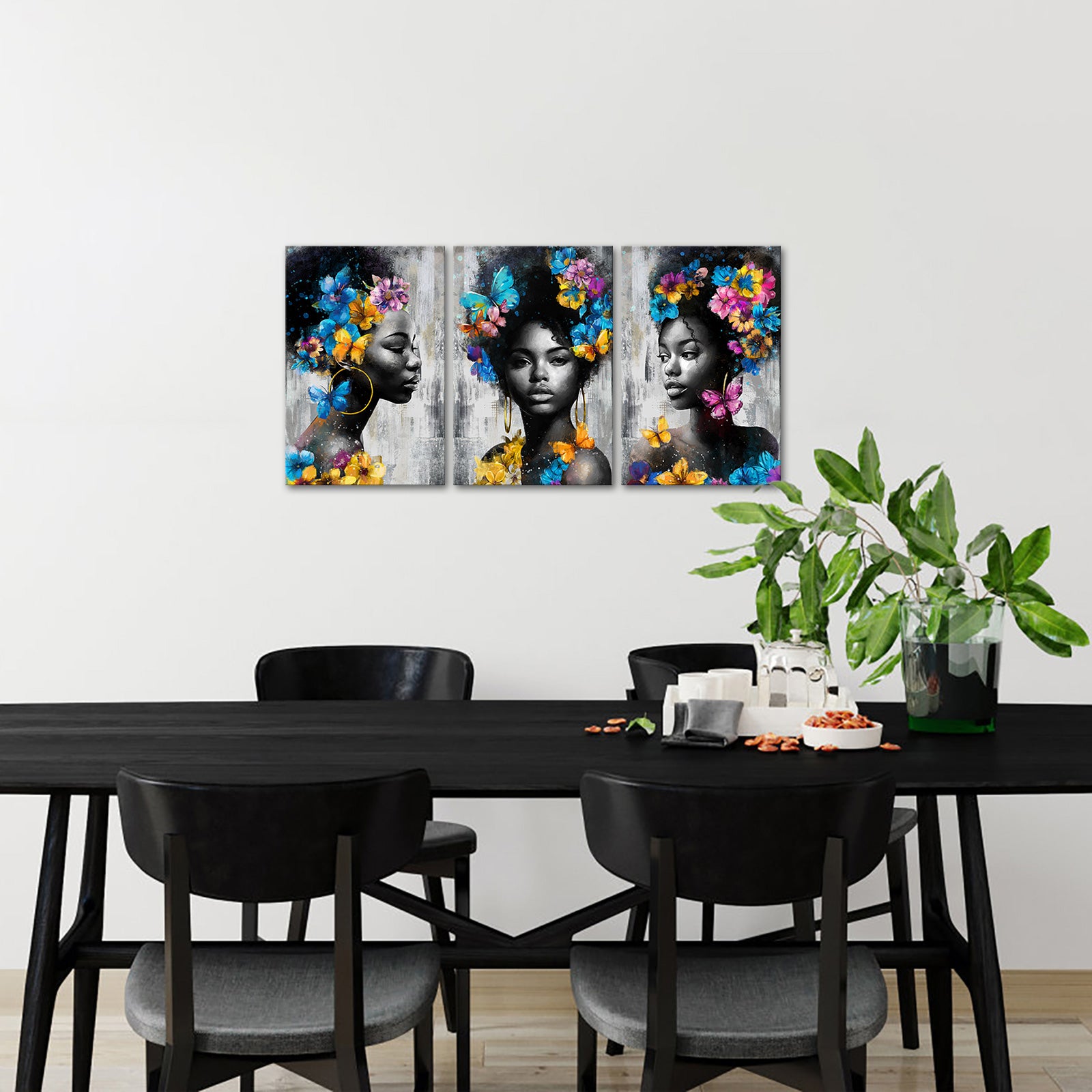 Woman With Flowers And Butterflies