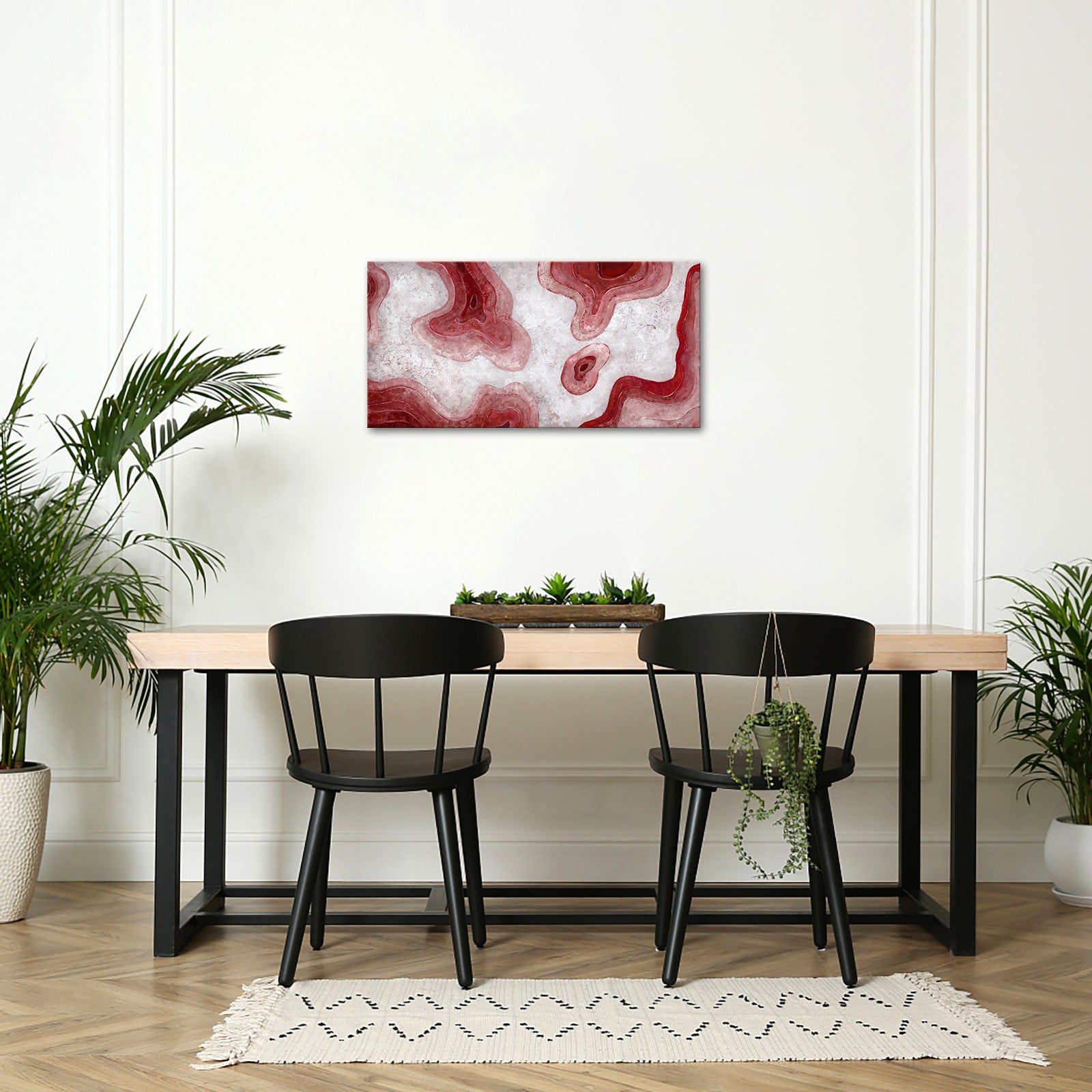 red abstract canvas wall art