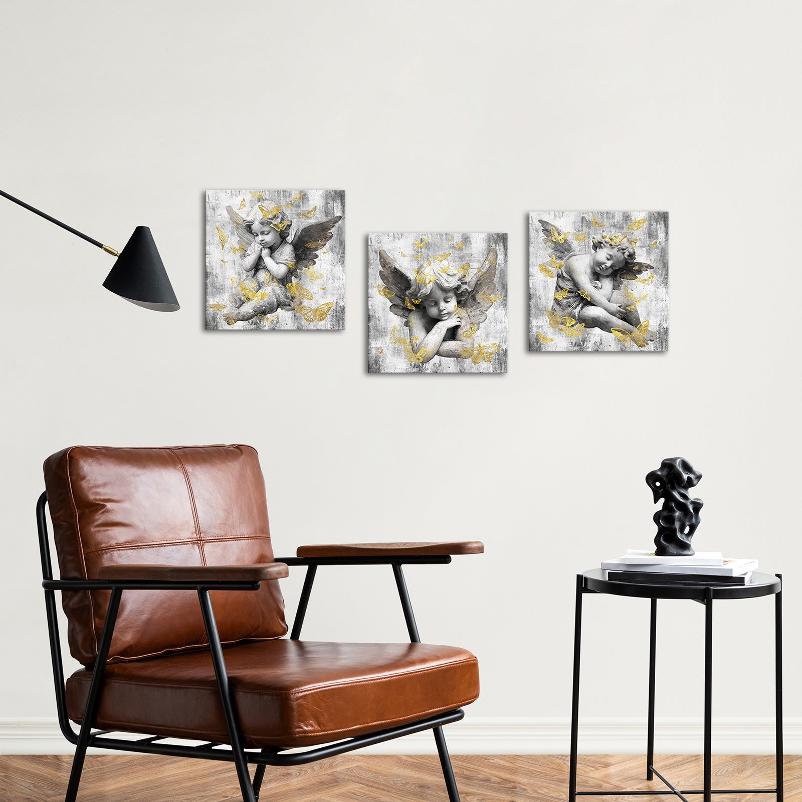 Golden Butterflies Surround The Little Angel
