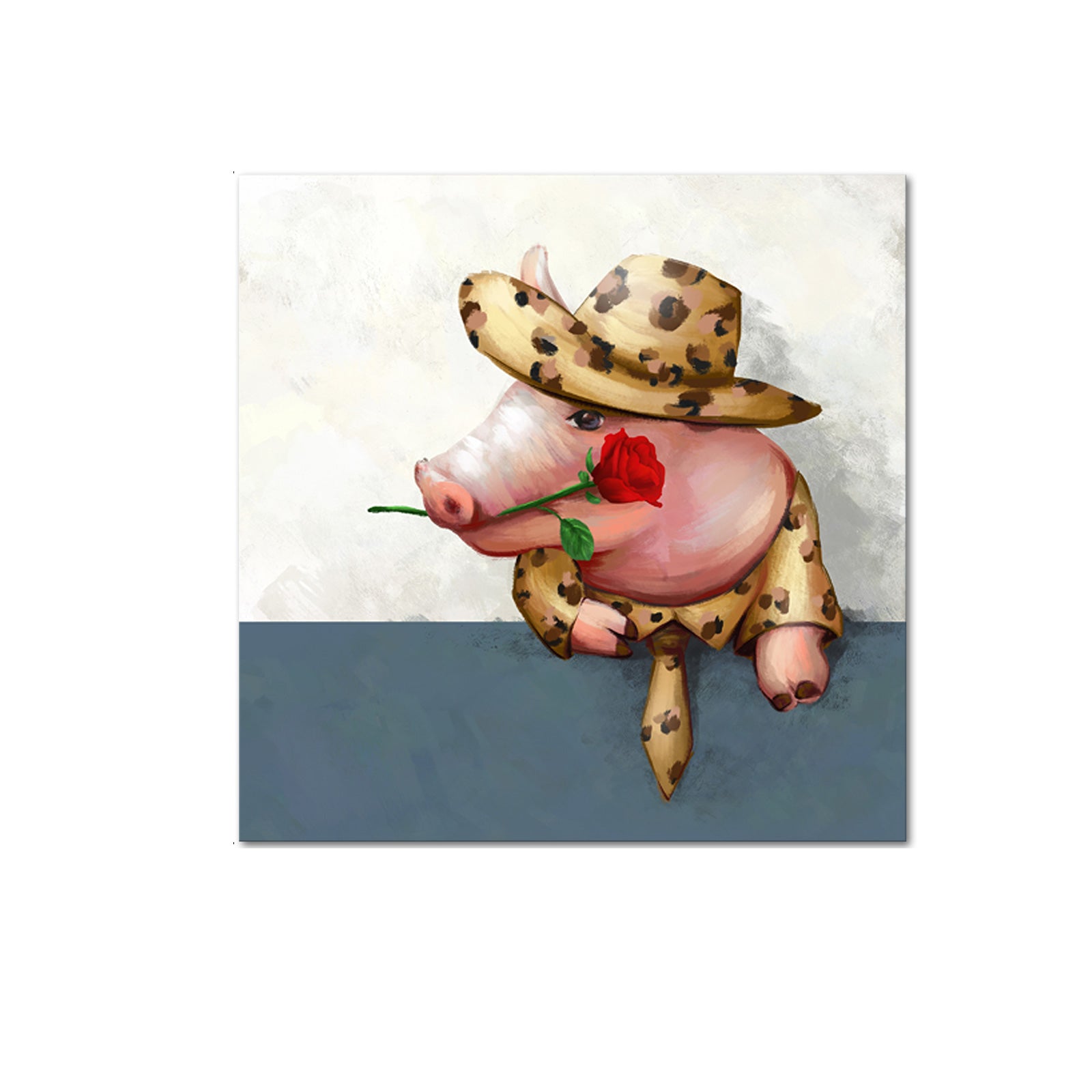 Gentleman Pig 8x8 inch modern canvas wall art for living room