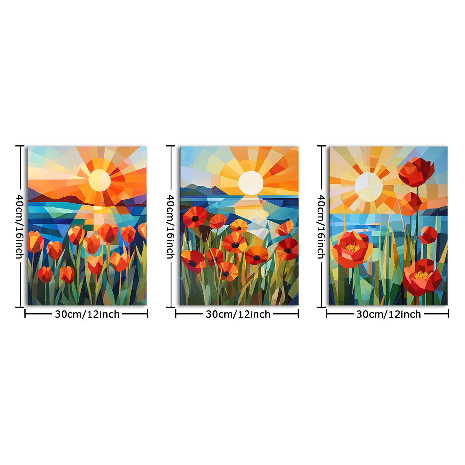 Geometrically Rendered Poppies Tulips