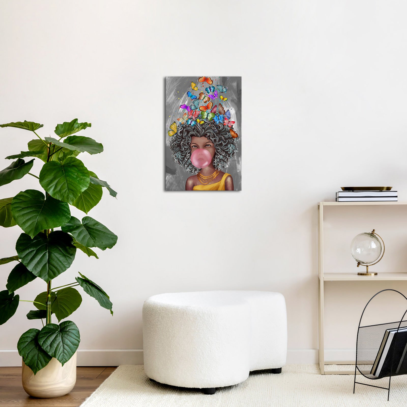 Joyful Girl Blowing Bubbles budget-friendly canvas prints with fast shipping