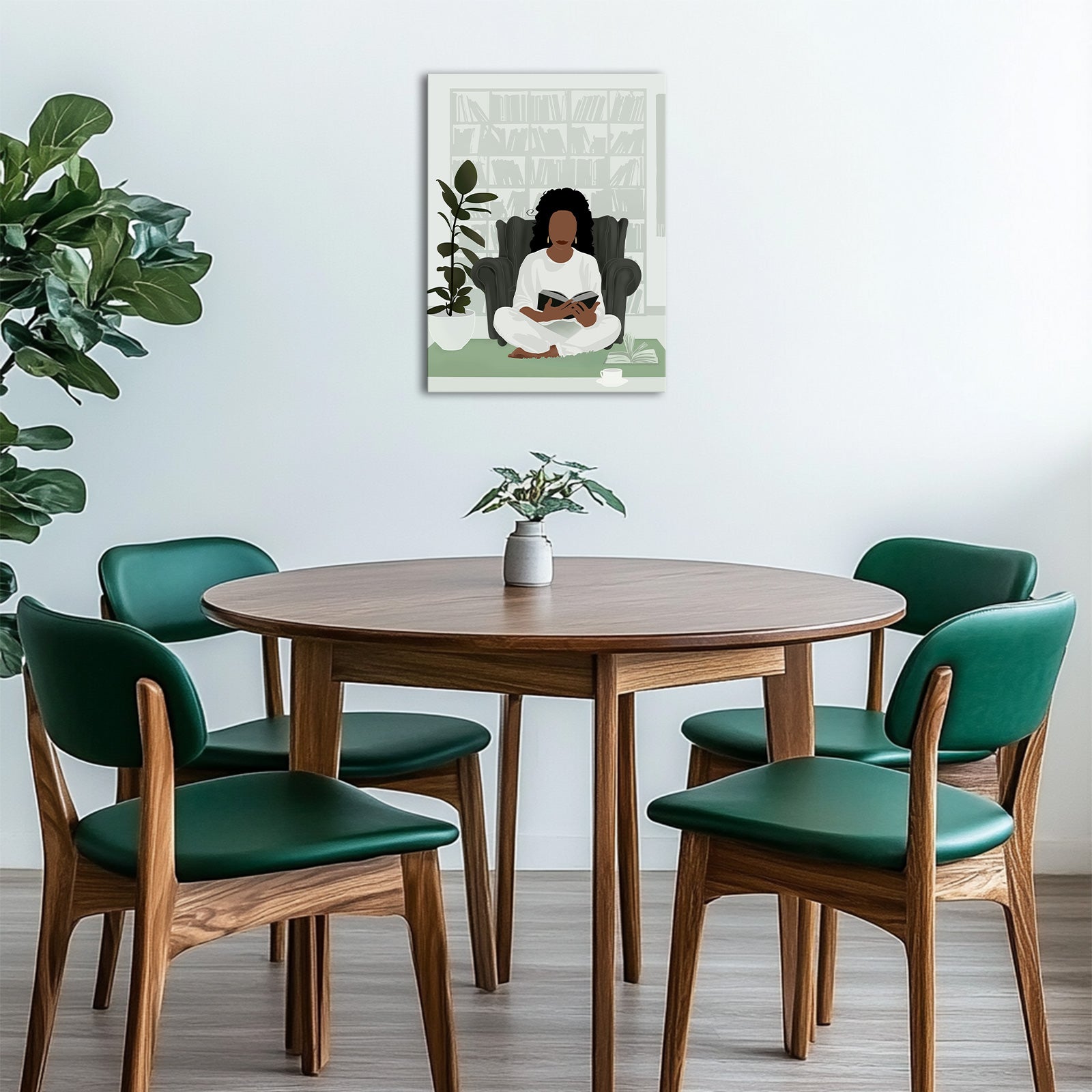 Relaxed Reader woman modern canvas wall art for bedroom