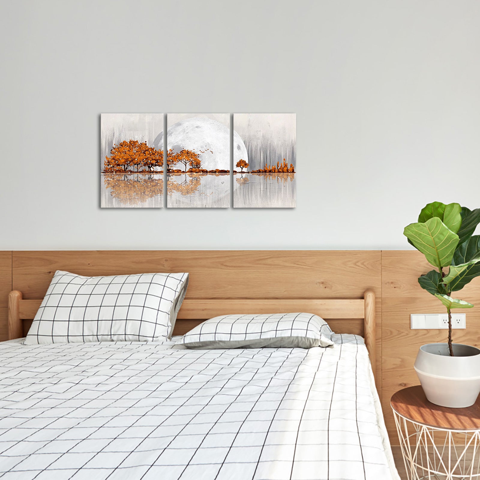 Triptych mountains and rivers modern canvas wall art