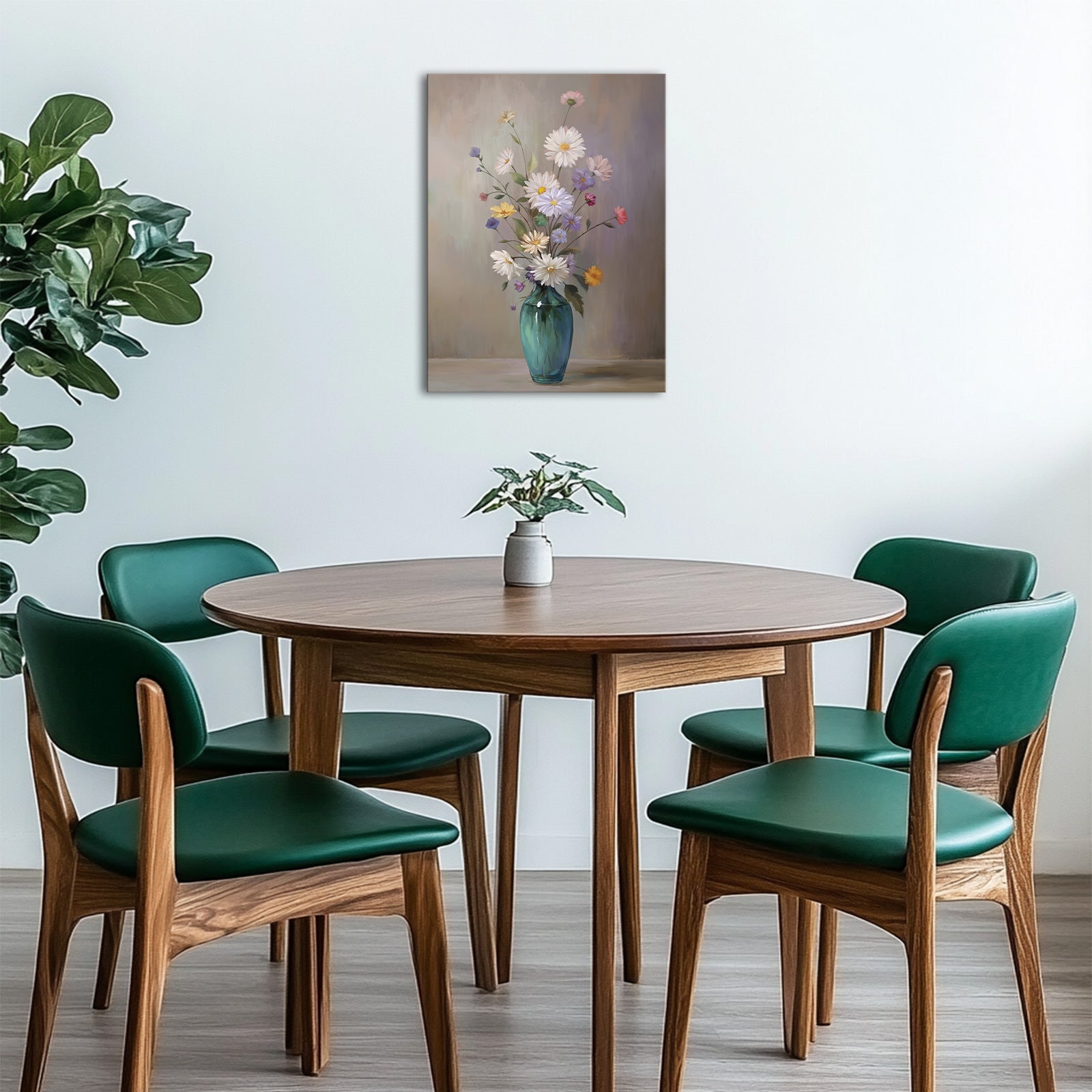 Teal Vase Flowers purchase canvas prints for wall decor