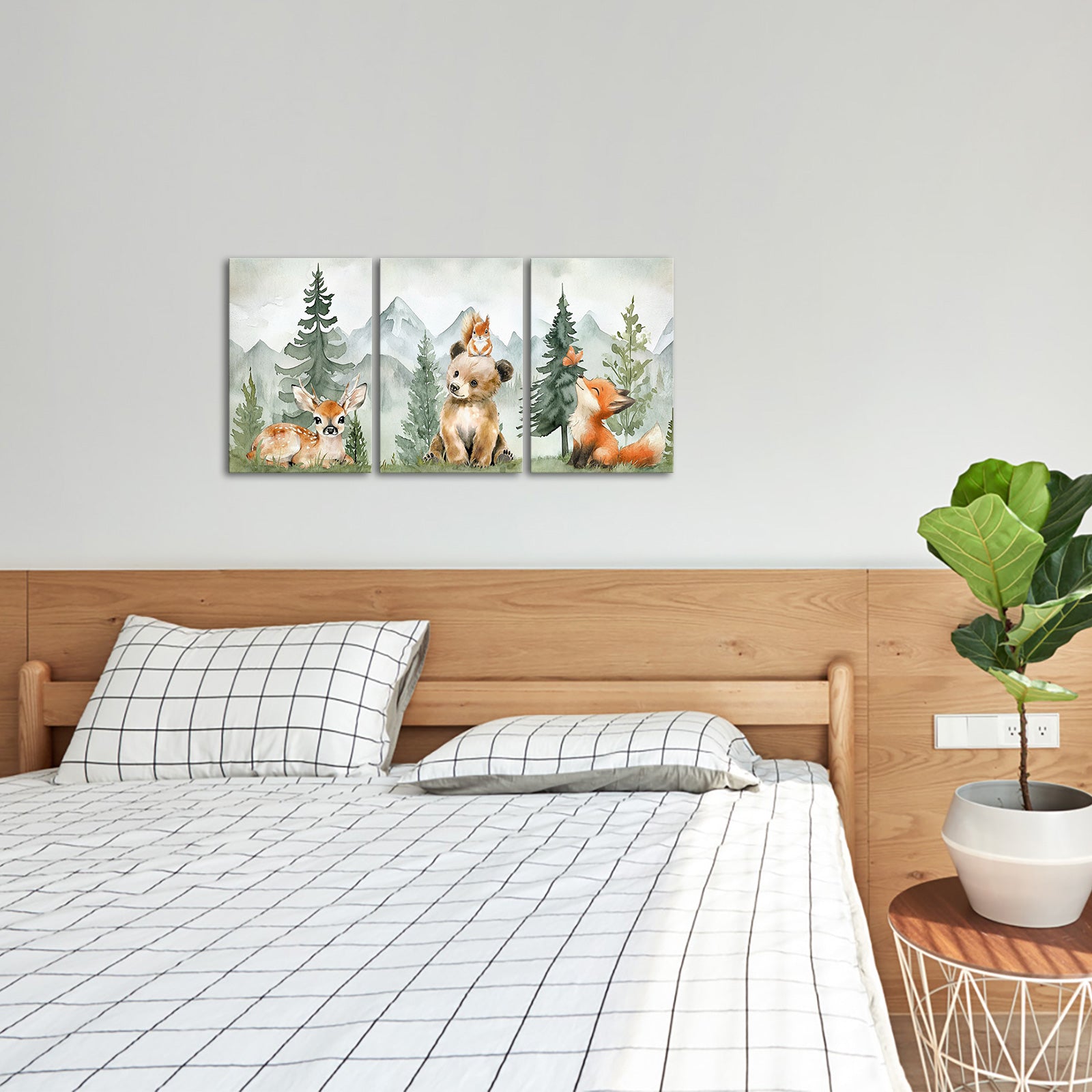 High quality canvas painting forest animals wall art multiple pieces