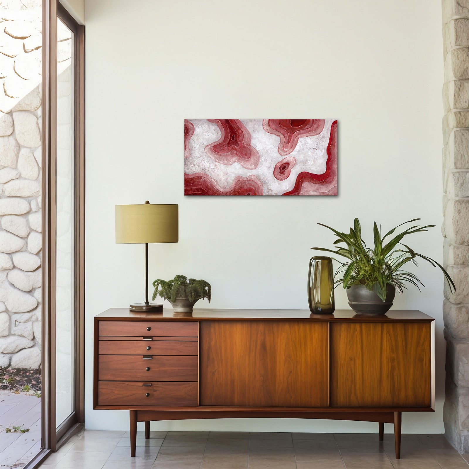 red abstract canvas wall art