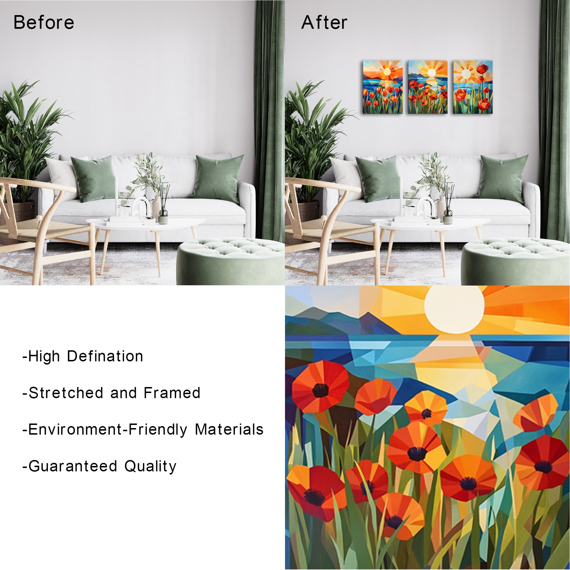 Geometrically Rendered Poppies Tulips