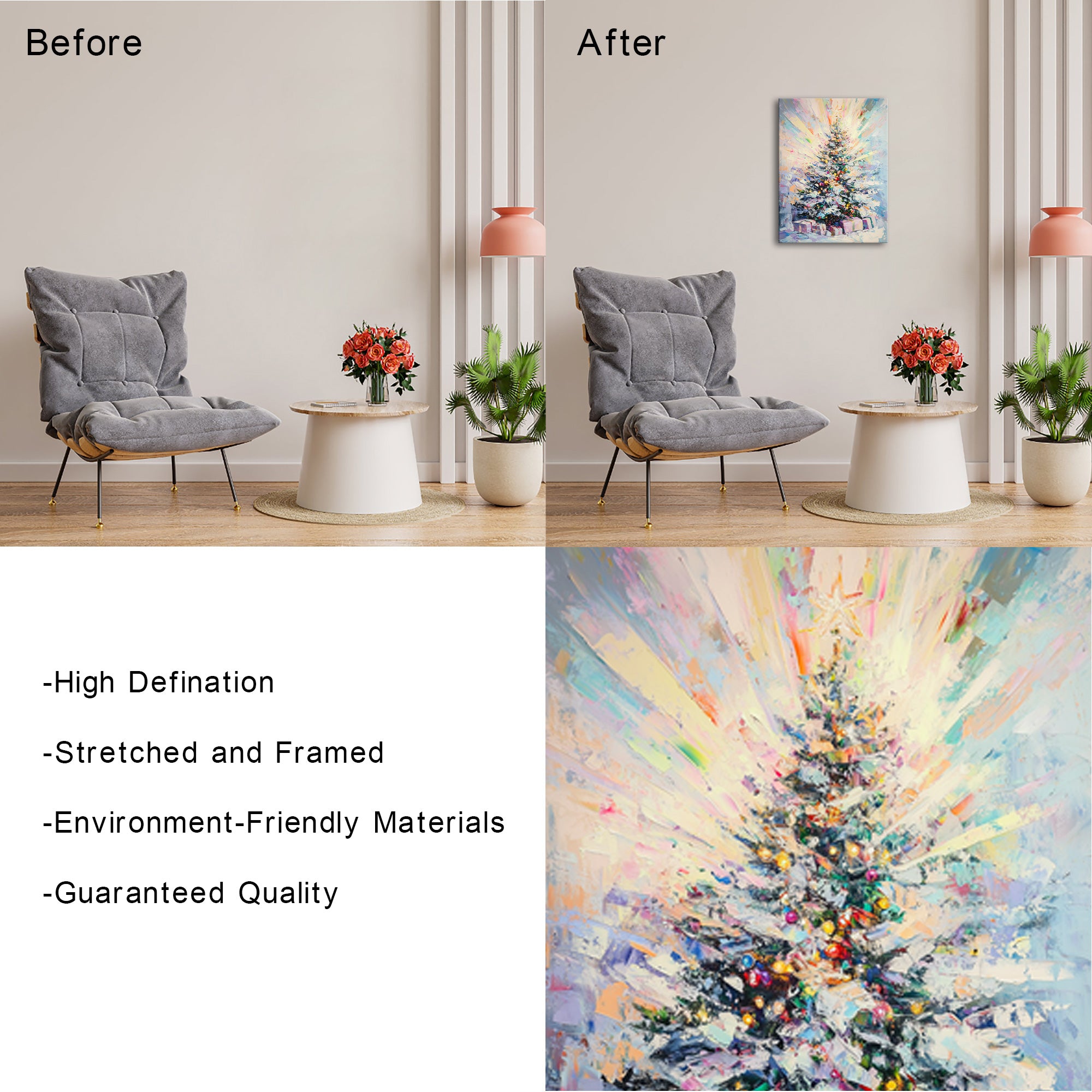 Christmas tree art canvas print wall decoration