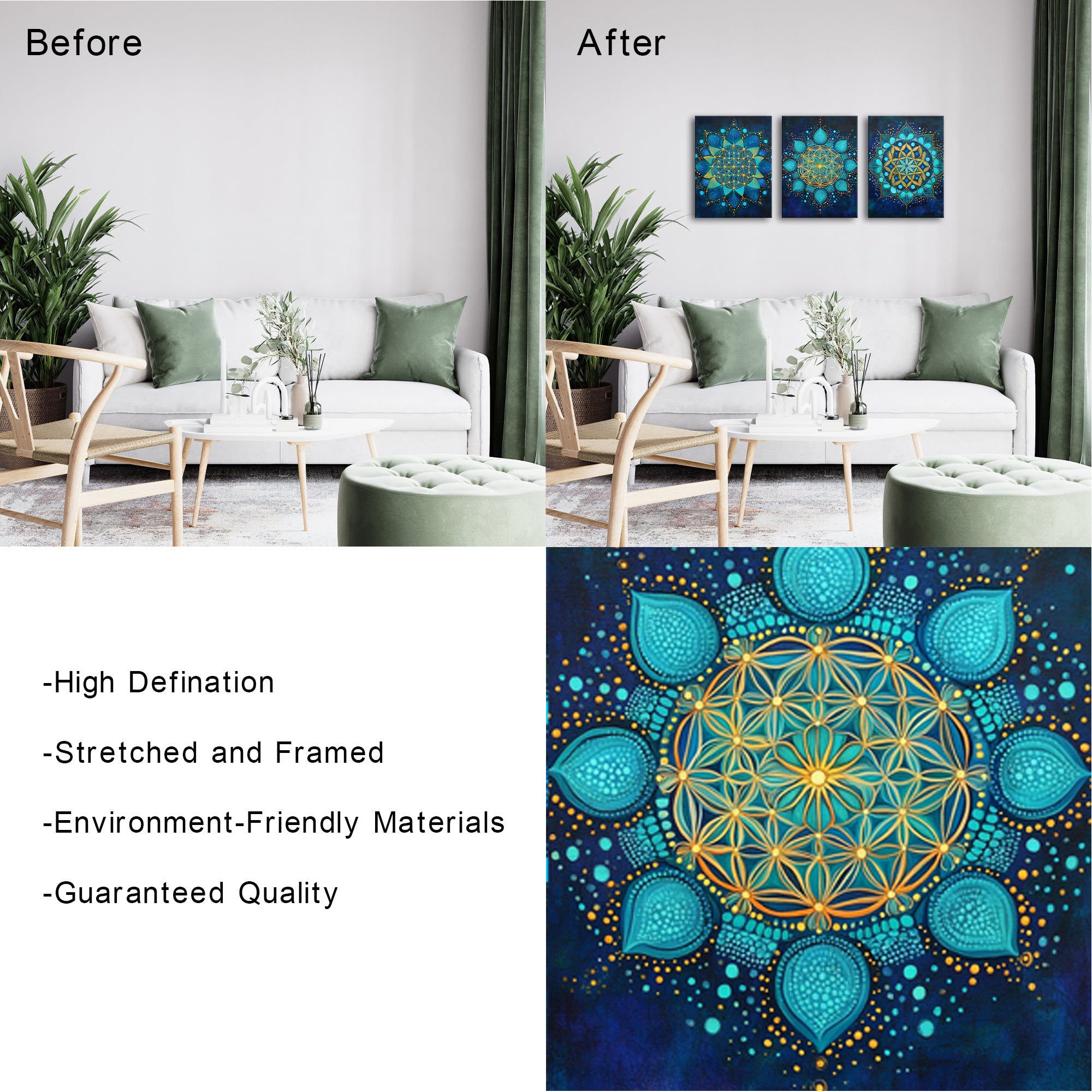 Turquoise Flower-Like Patterns