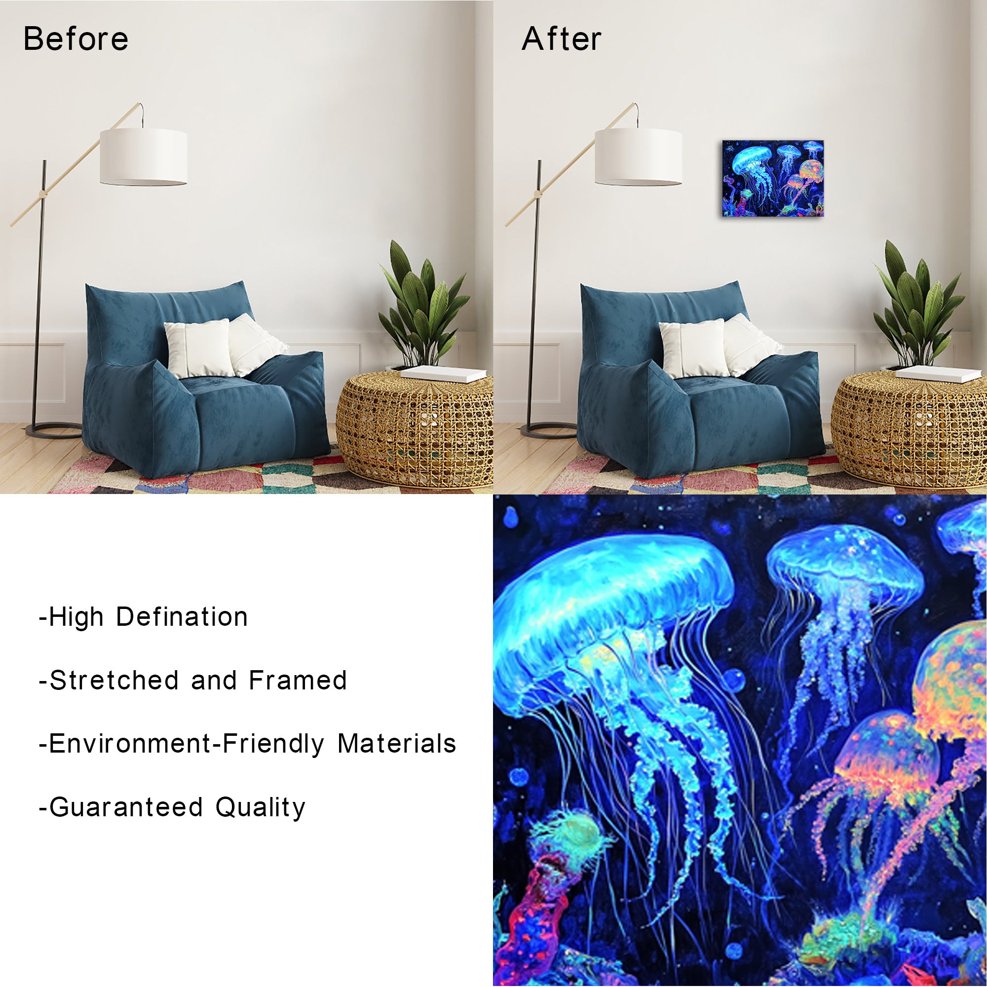 Luminous Jellyfish Under The Sea