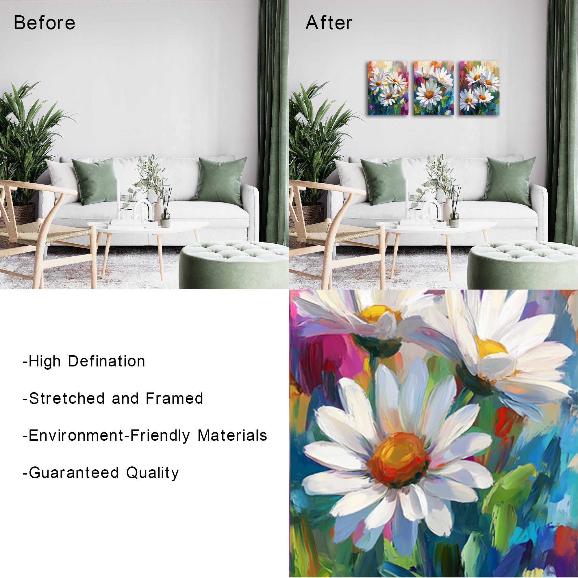 White Daisies On Colorful Background