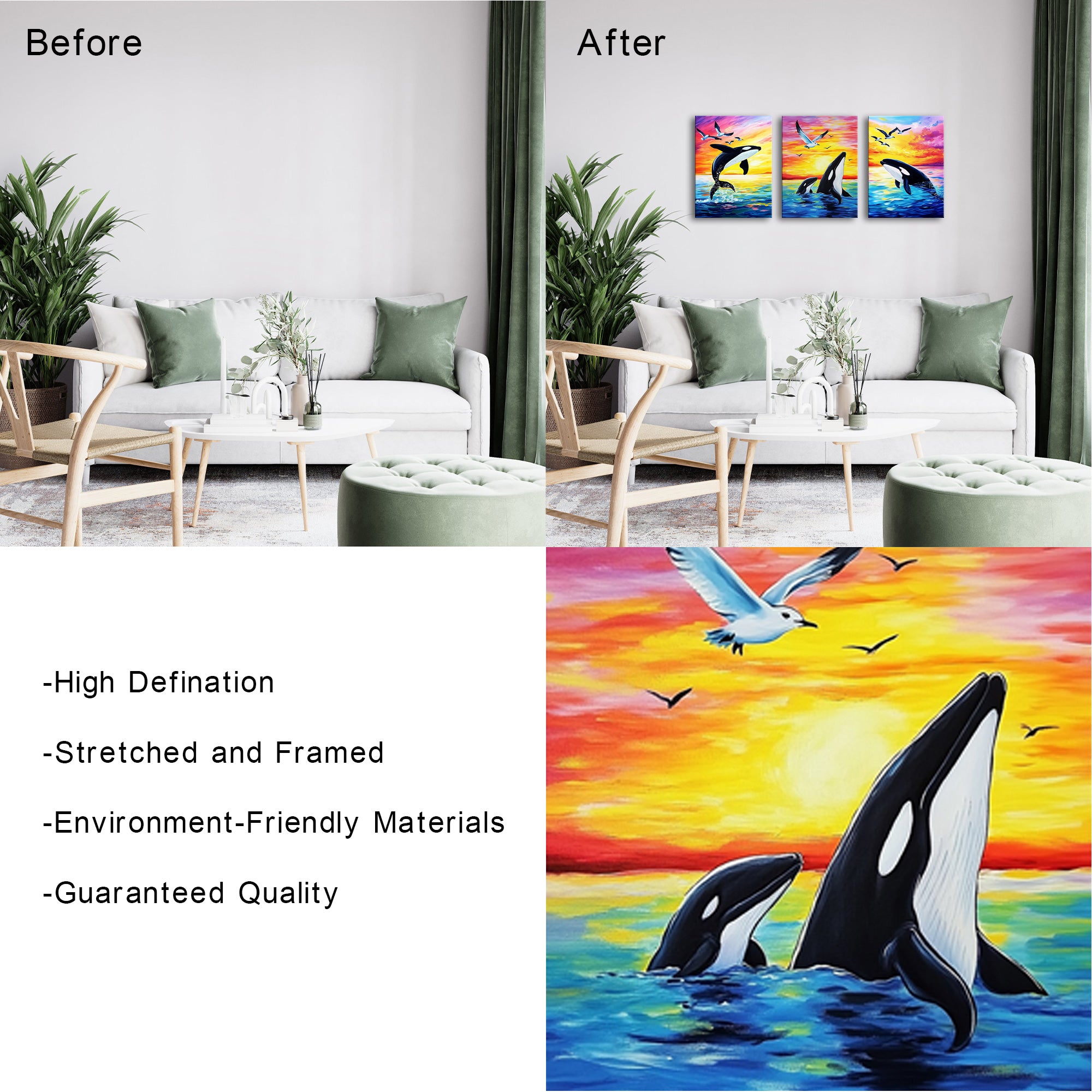 Whales And Seagulls Playing In The Sea