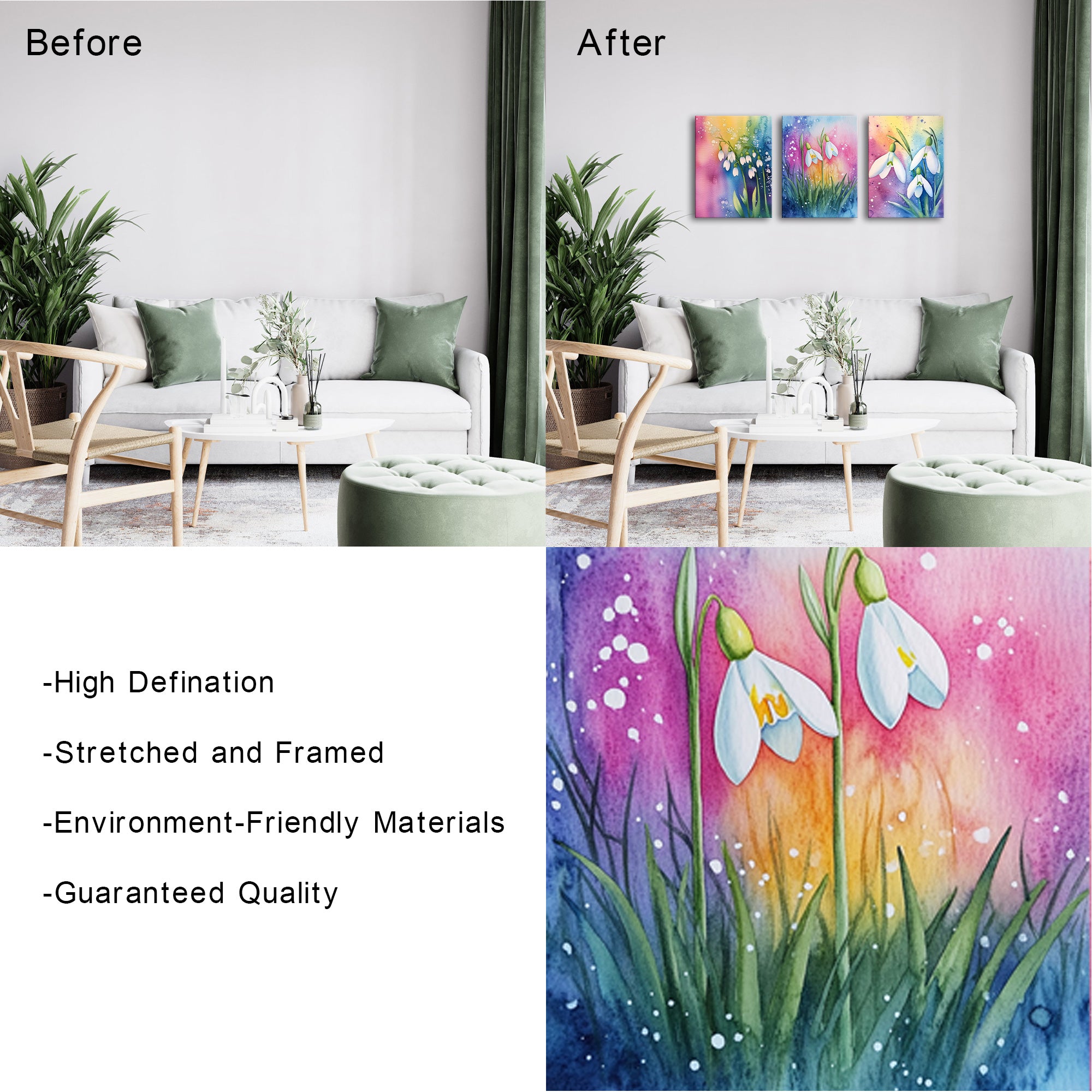 Snowdrops On Colorful Background