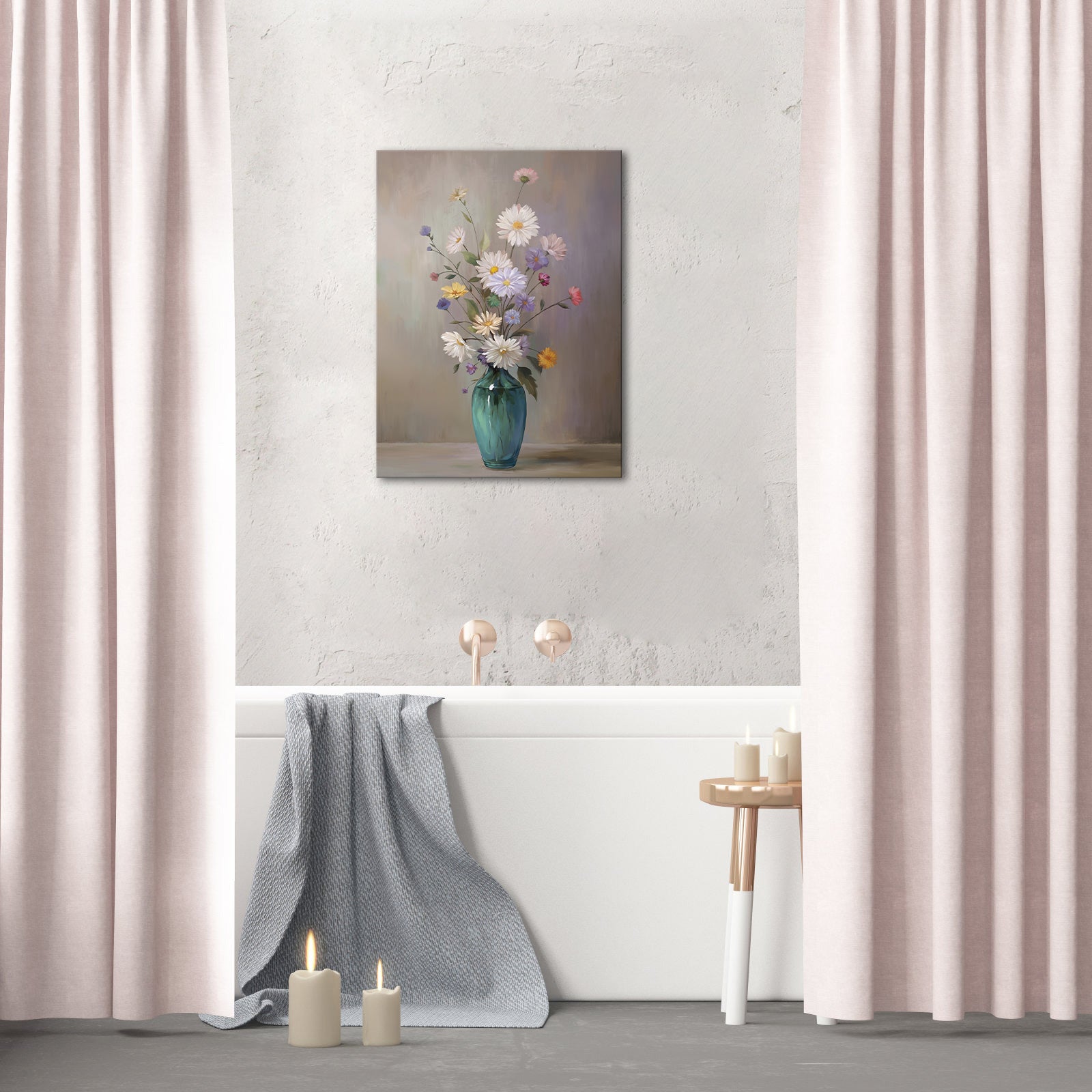 Teal Vase Flowers purchase canvas prints for wall decor