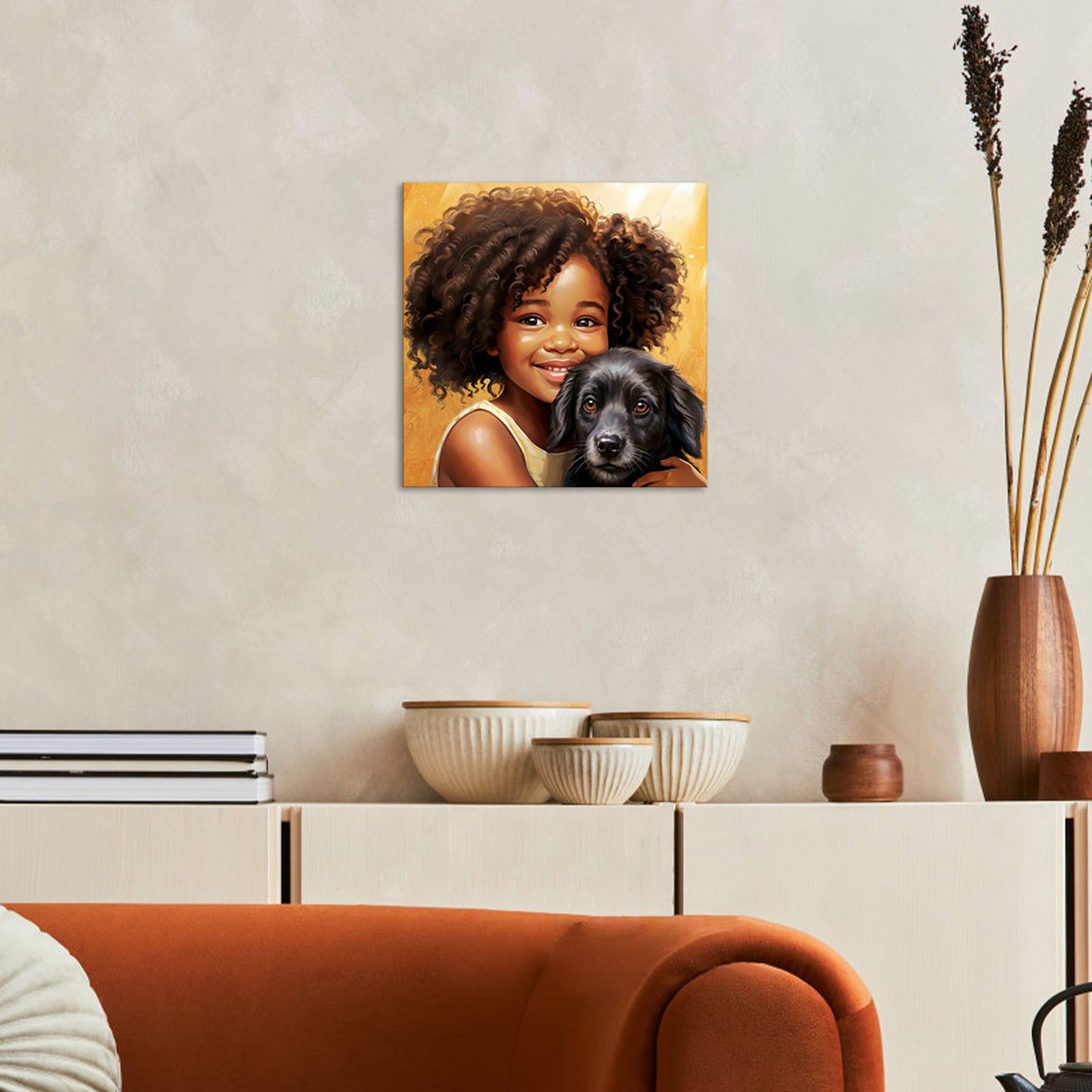 Young Girl Embraces Dog Companion
