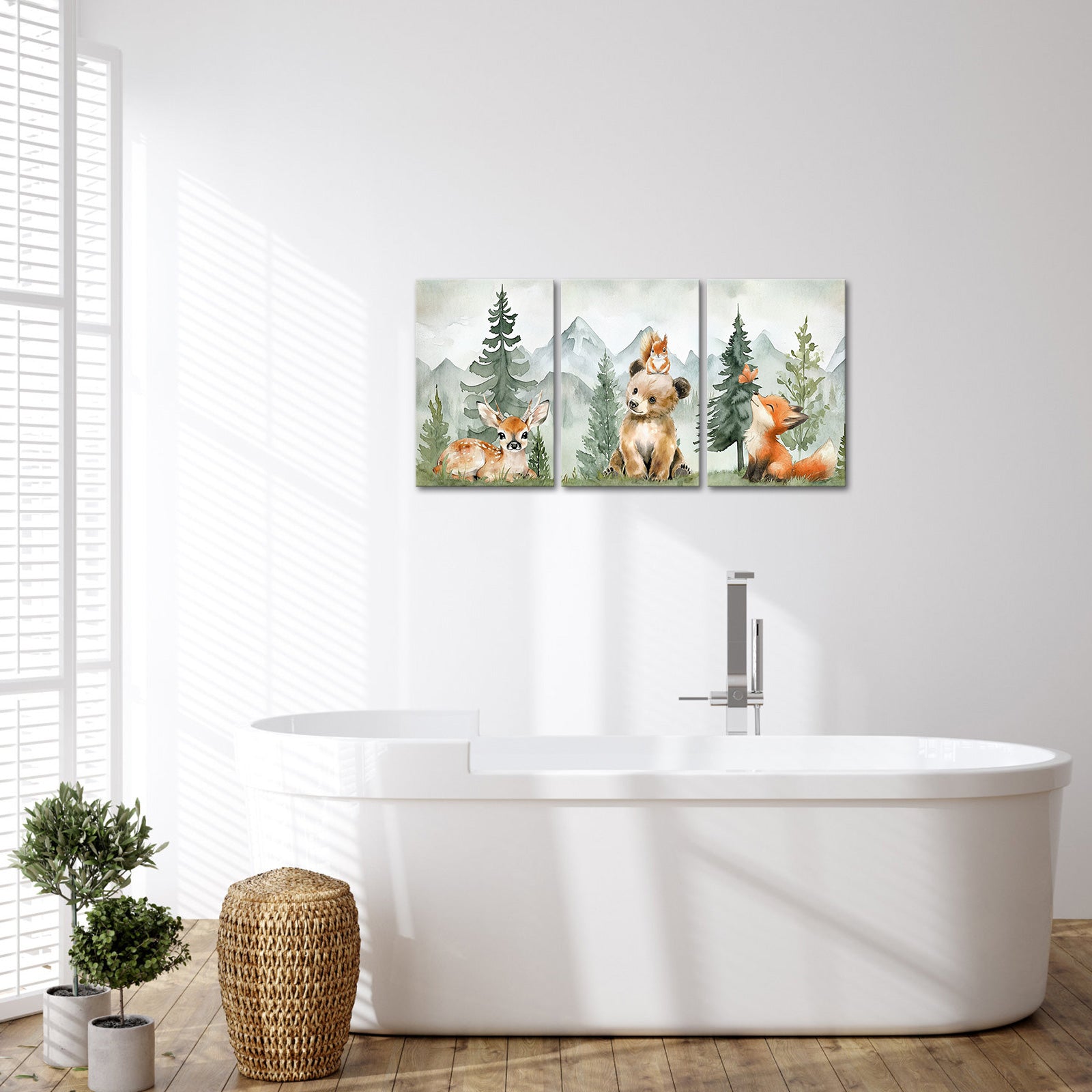 High quality canvas painting forest animals wall art multiple pieces