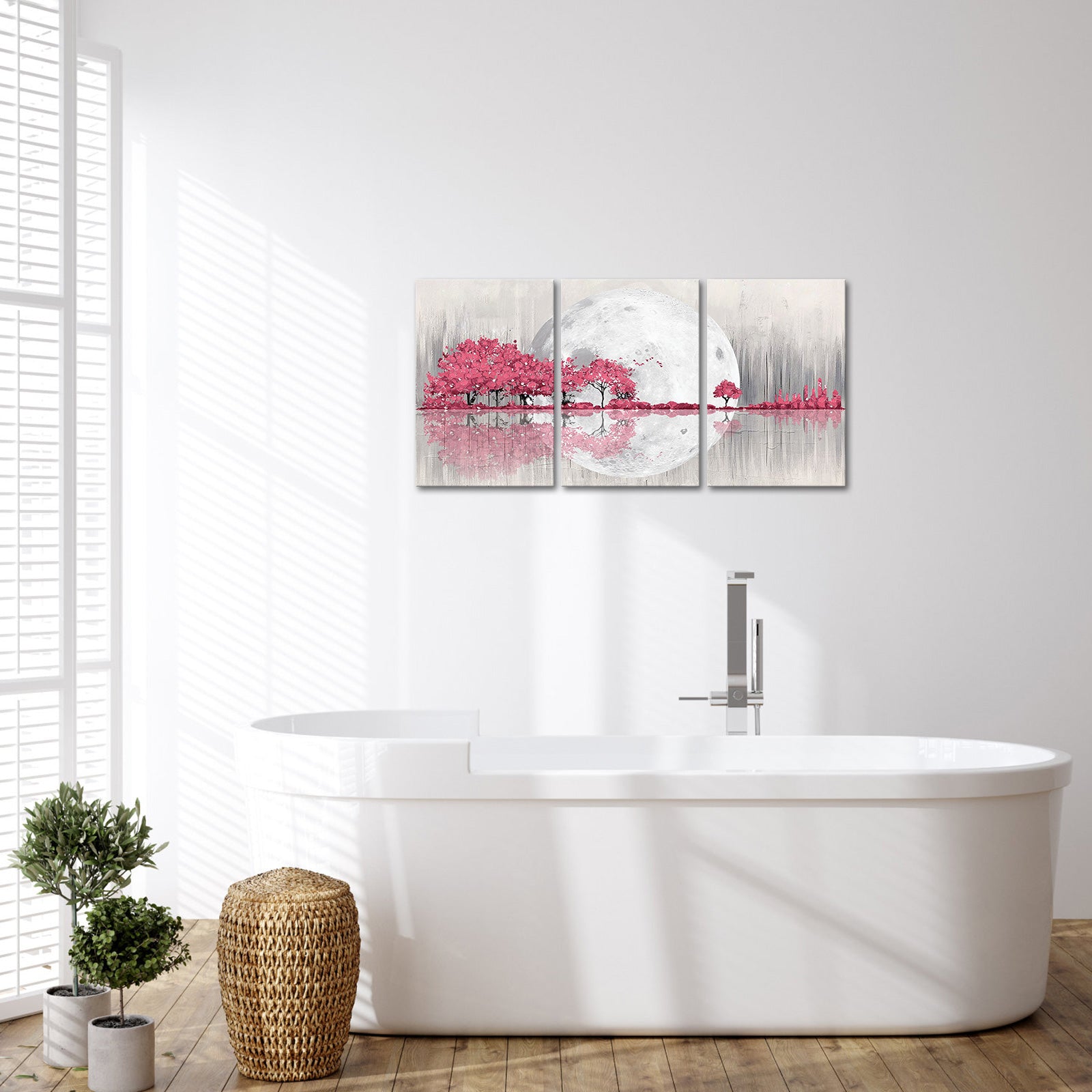 Triptych mountains and rivers modern canvas wall art