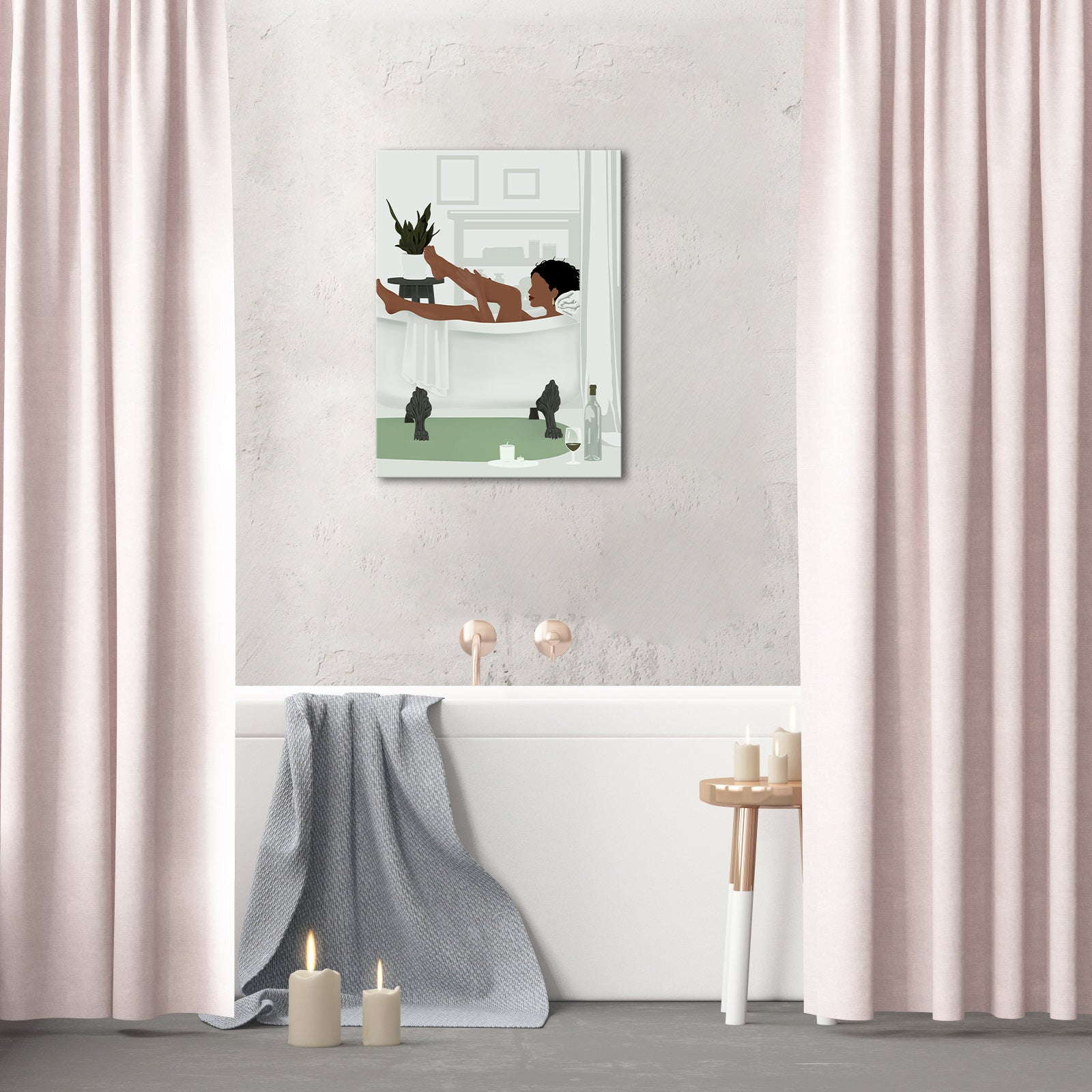 Relaxing bath bathroom decoration print painting hanging painting rental house