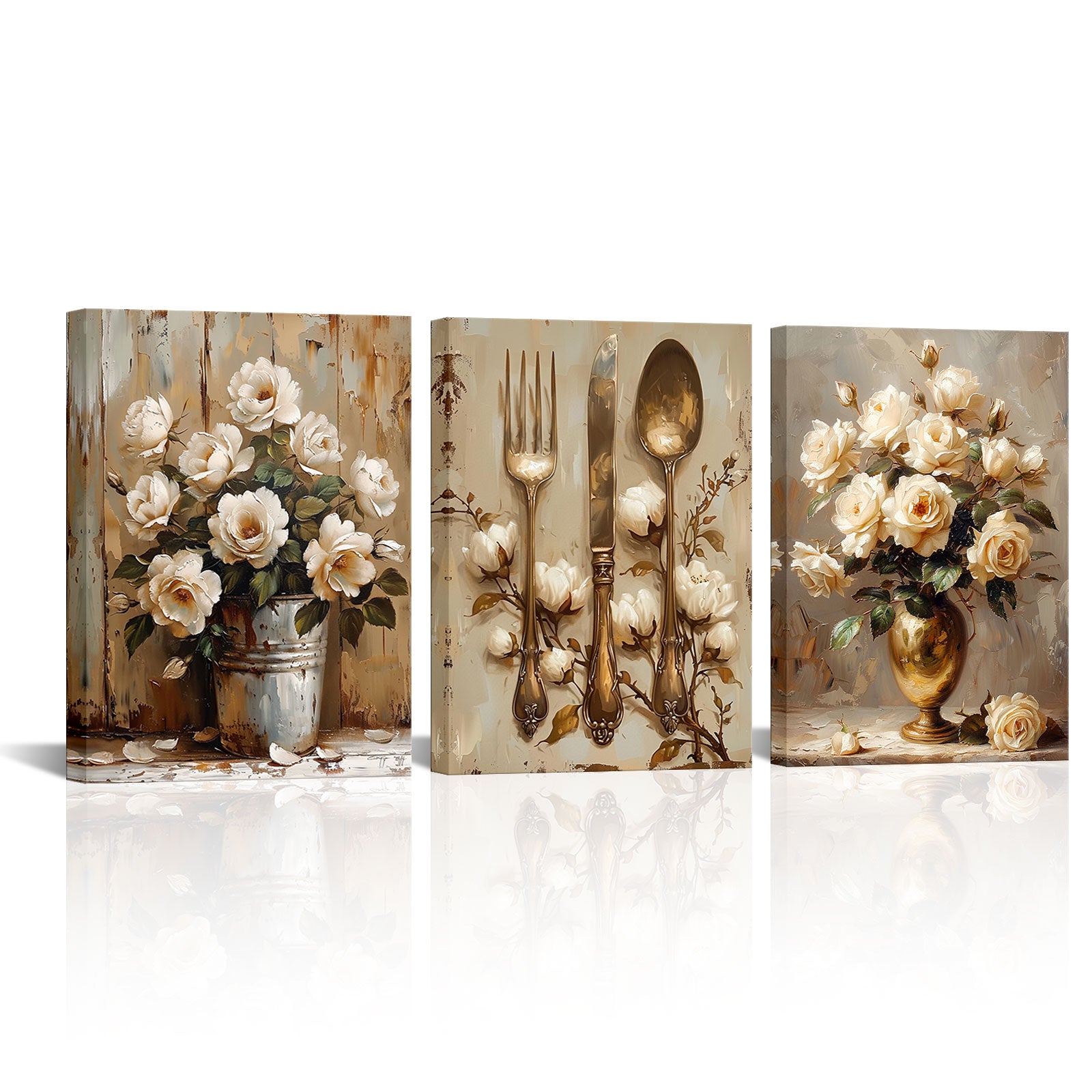 Retro Roses Antique Gold Cutlery