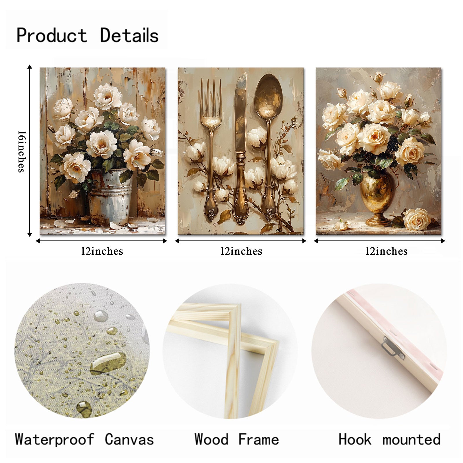 Retro Roses Antique Gold Cutlery