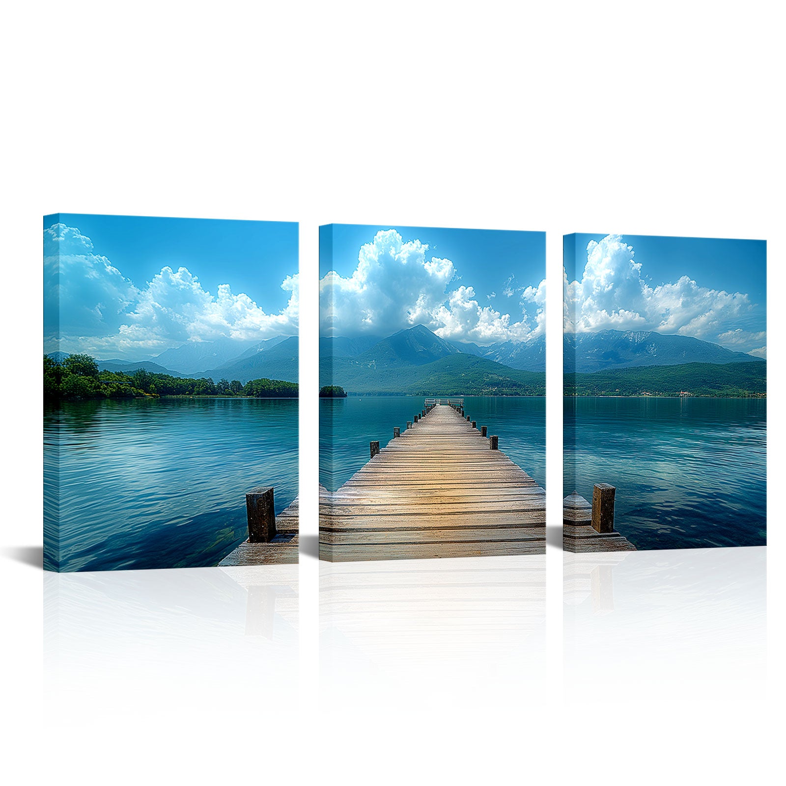 Wooden Pier Leading Into A Serene Lake