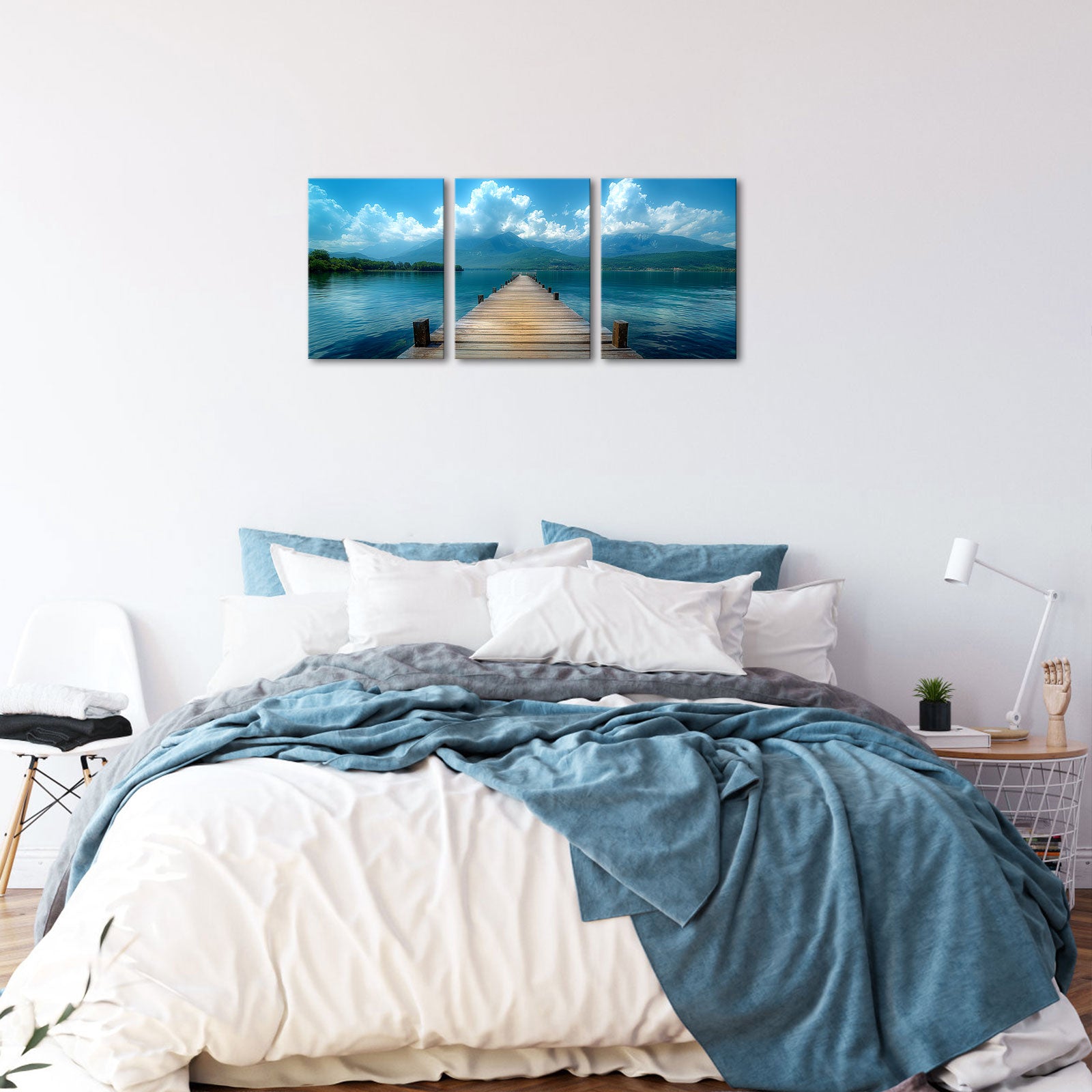 Wooden Pier Leading Into A Serene Lake