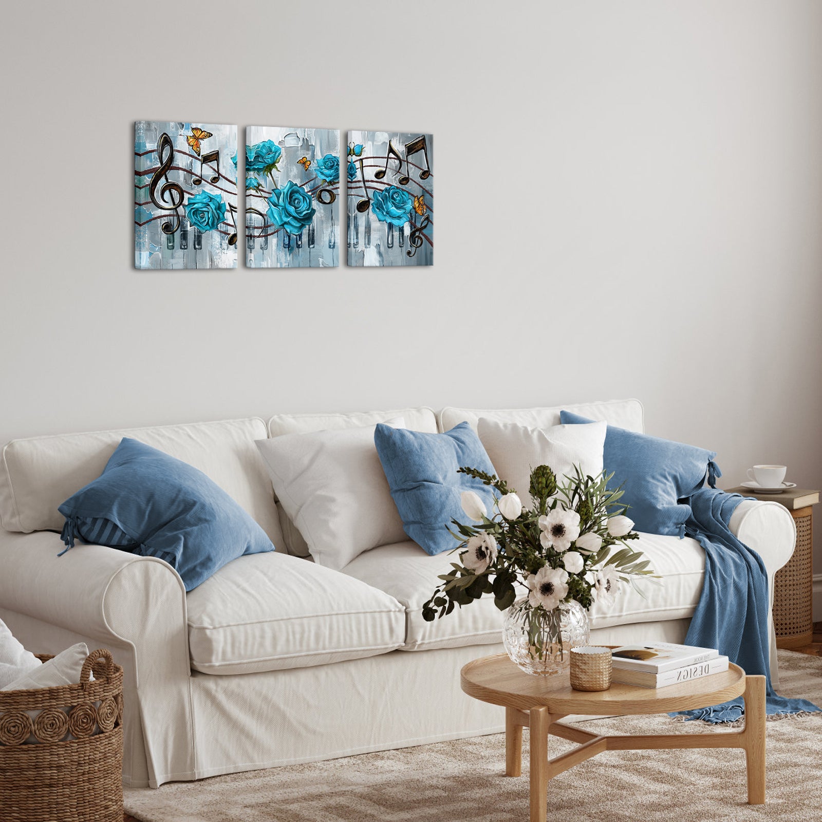 Teal Roses And Musical Notation