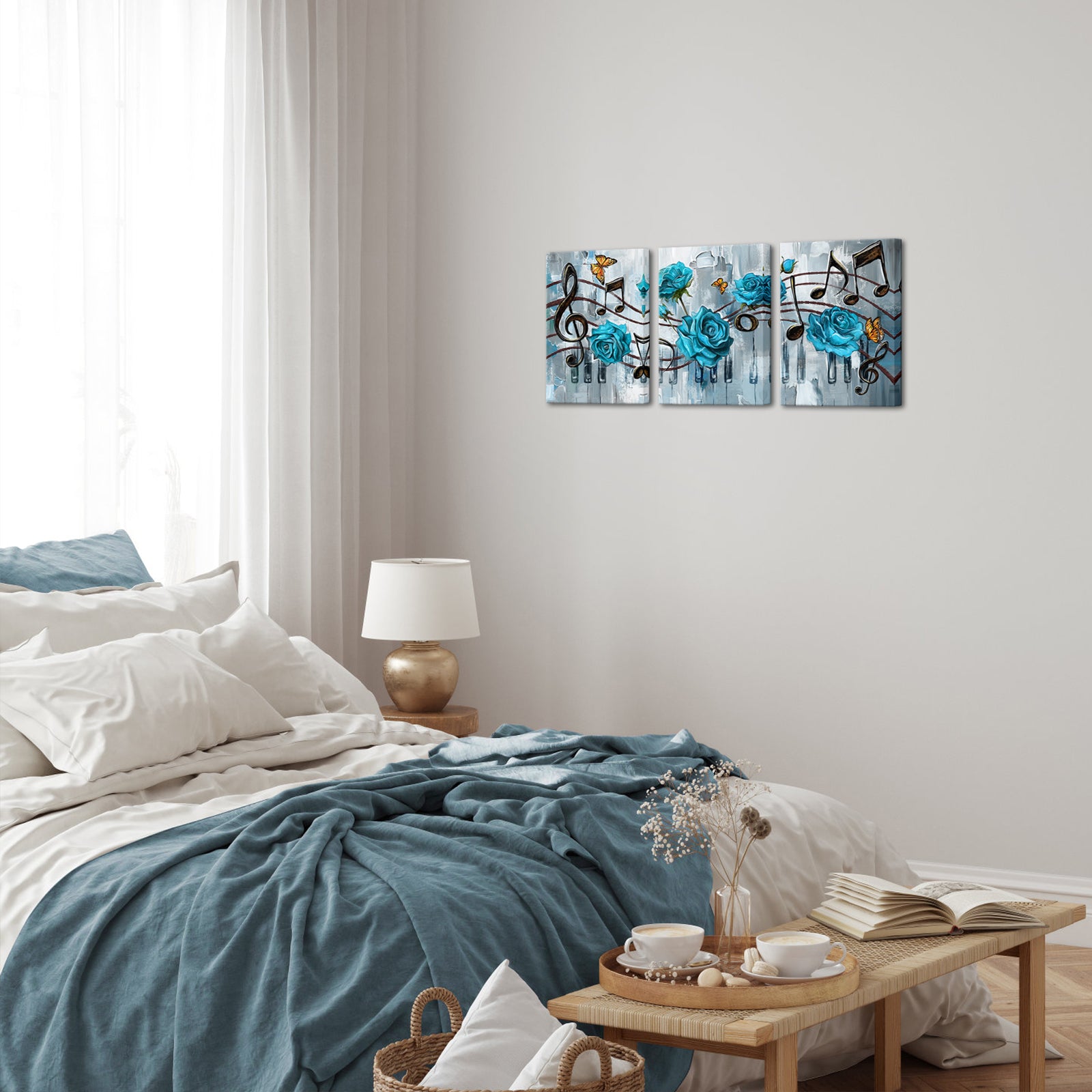 Teal Roses And Musical Notation