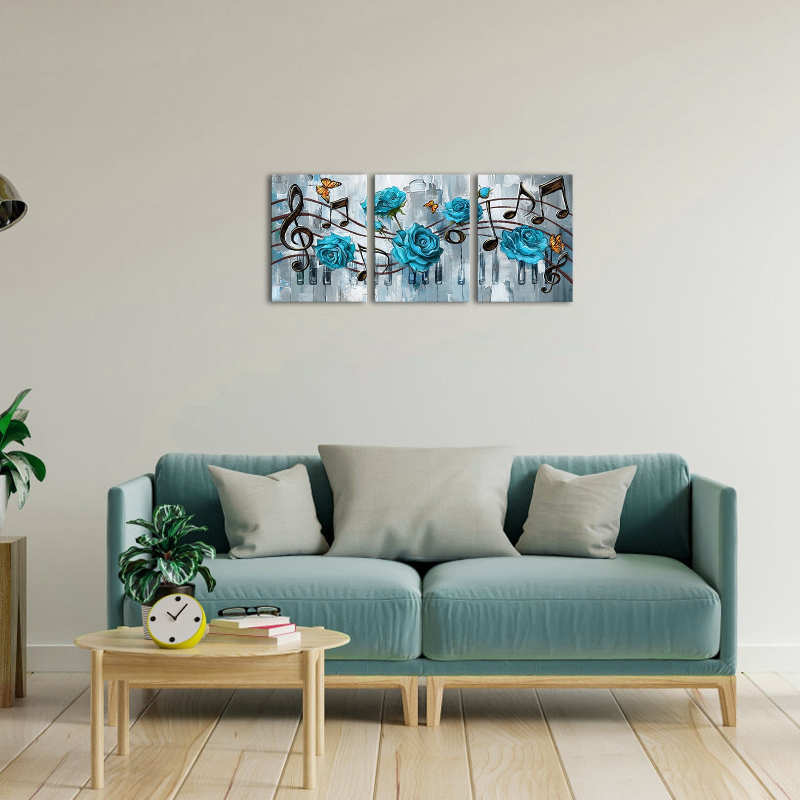 Teal Roses And Musical Notation