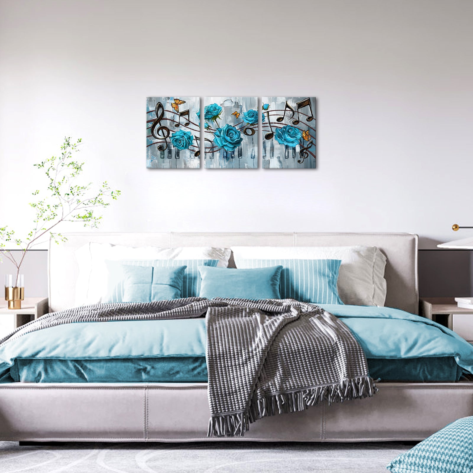 Teal Roses And Musical Notation