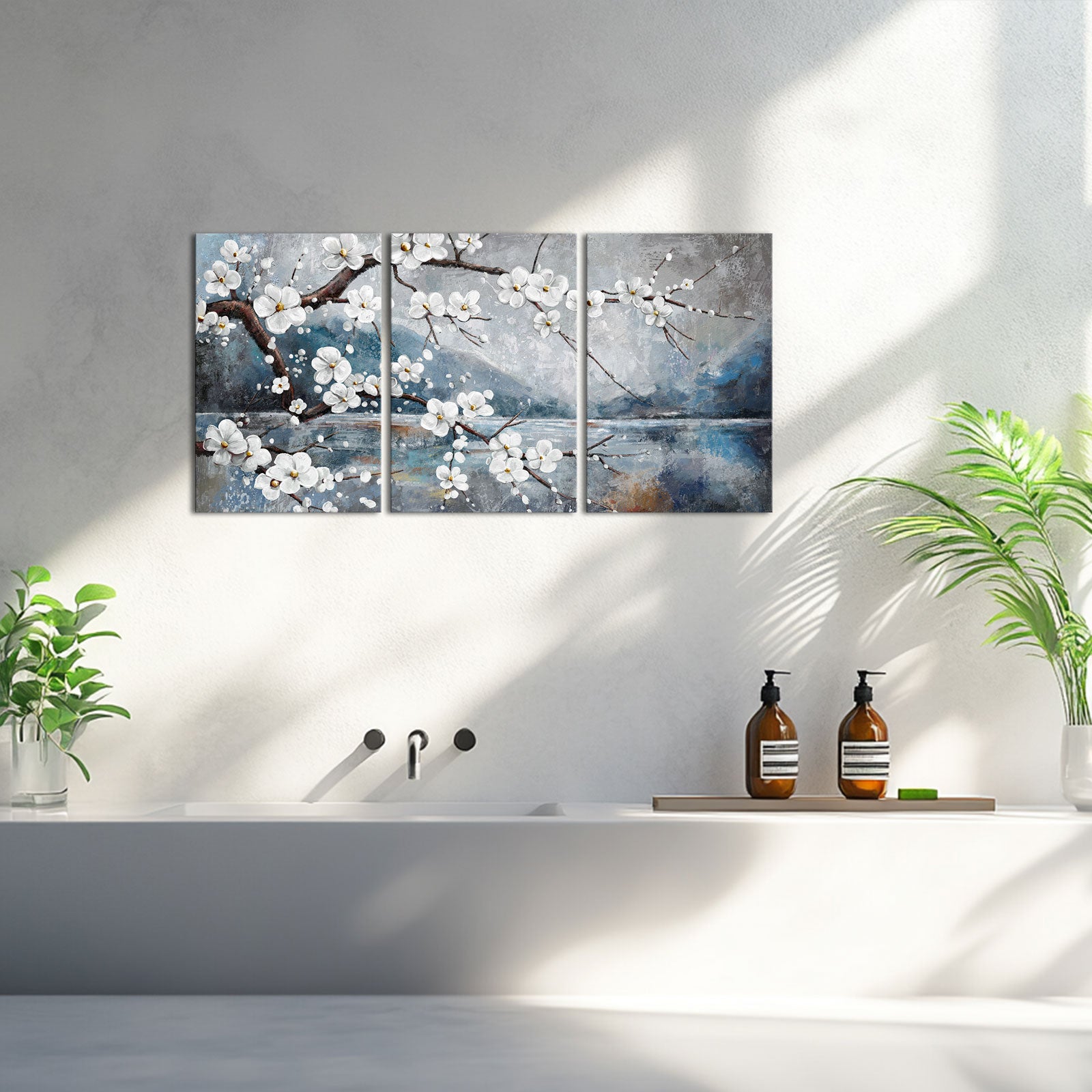 White Plum Blooming By The Lake