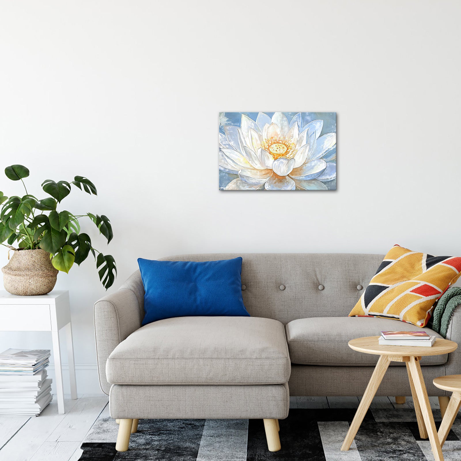 white lotus gallery wrapped canvas prints for livingroom
