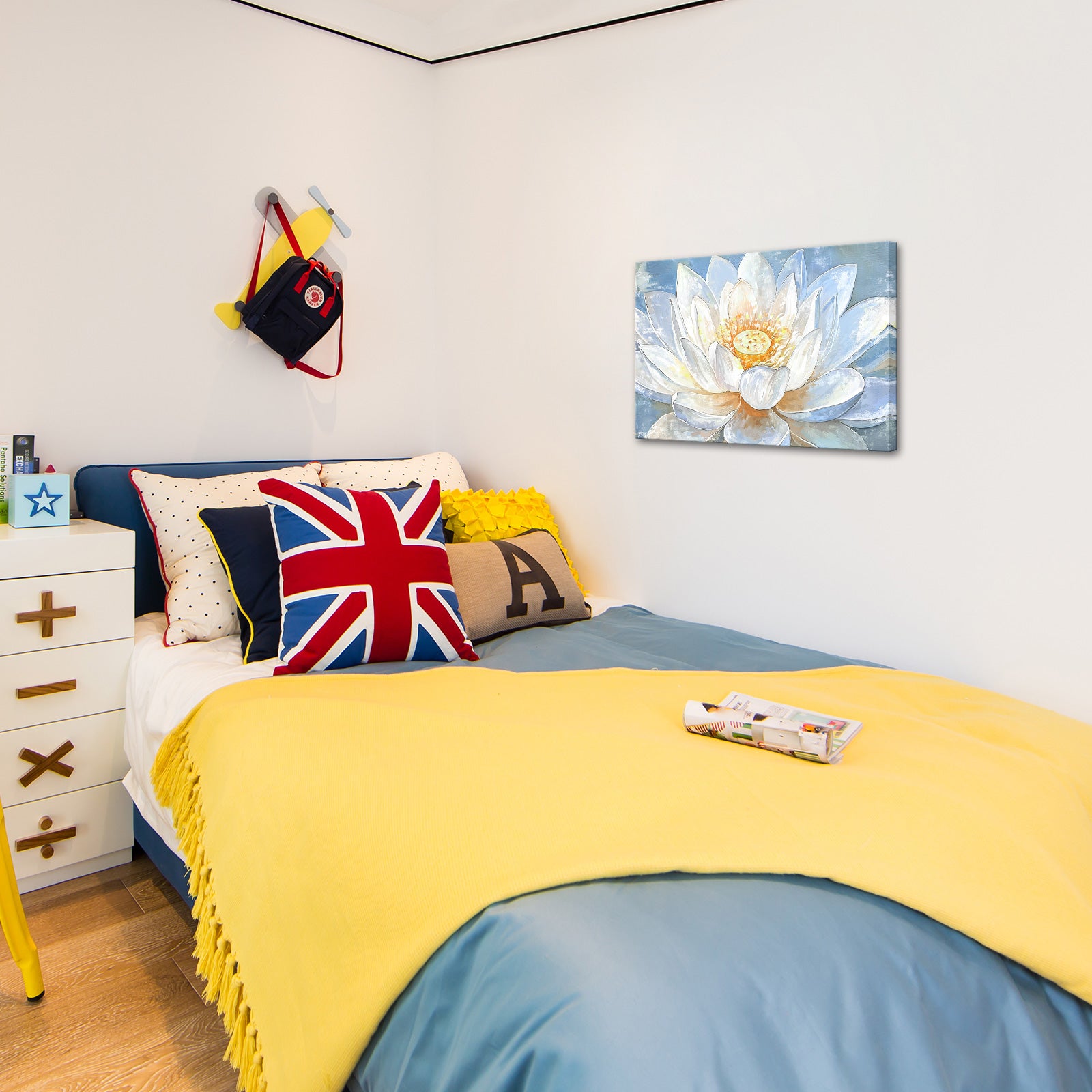 white lotus gallery wrapped canvas prints for livingroom