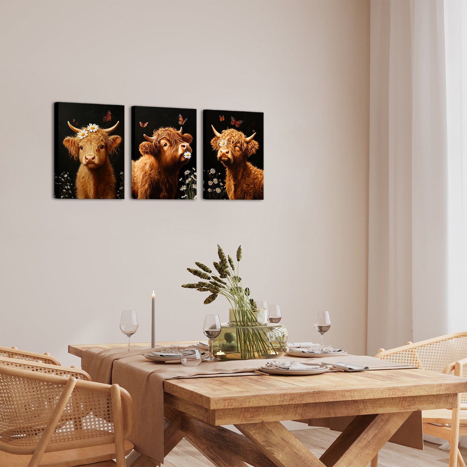 Highland Cow personalized picture to canvas wall art