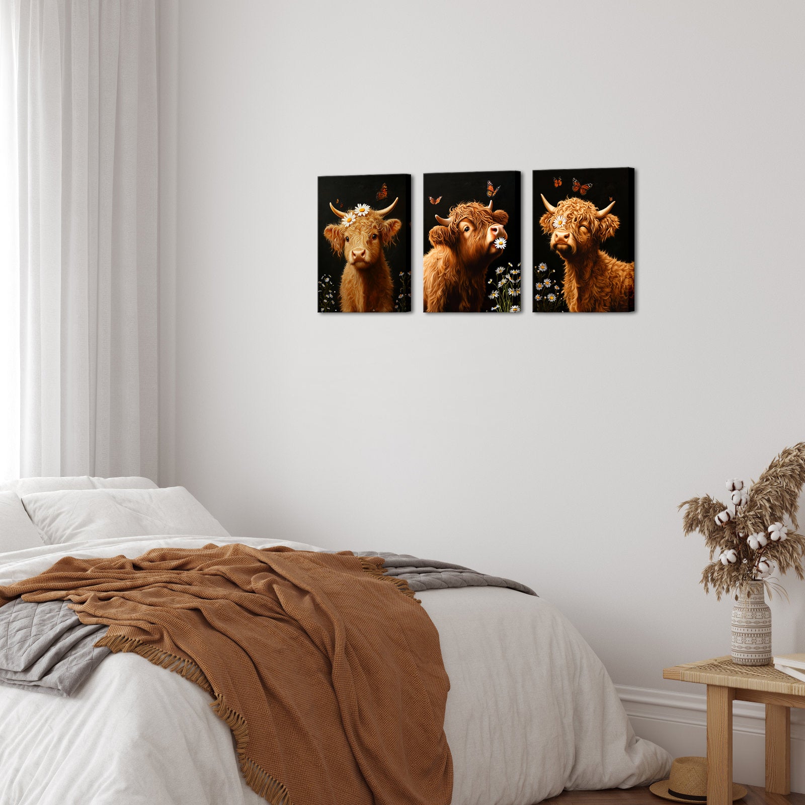 Highland Cow personalized picture to canvas wall art