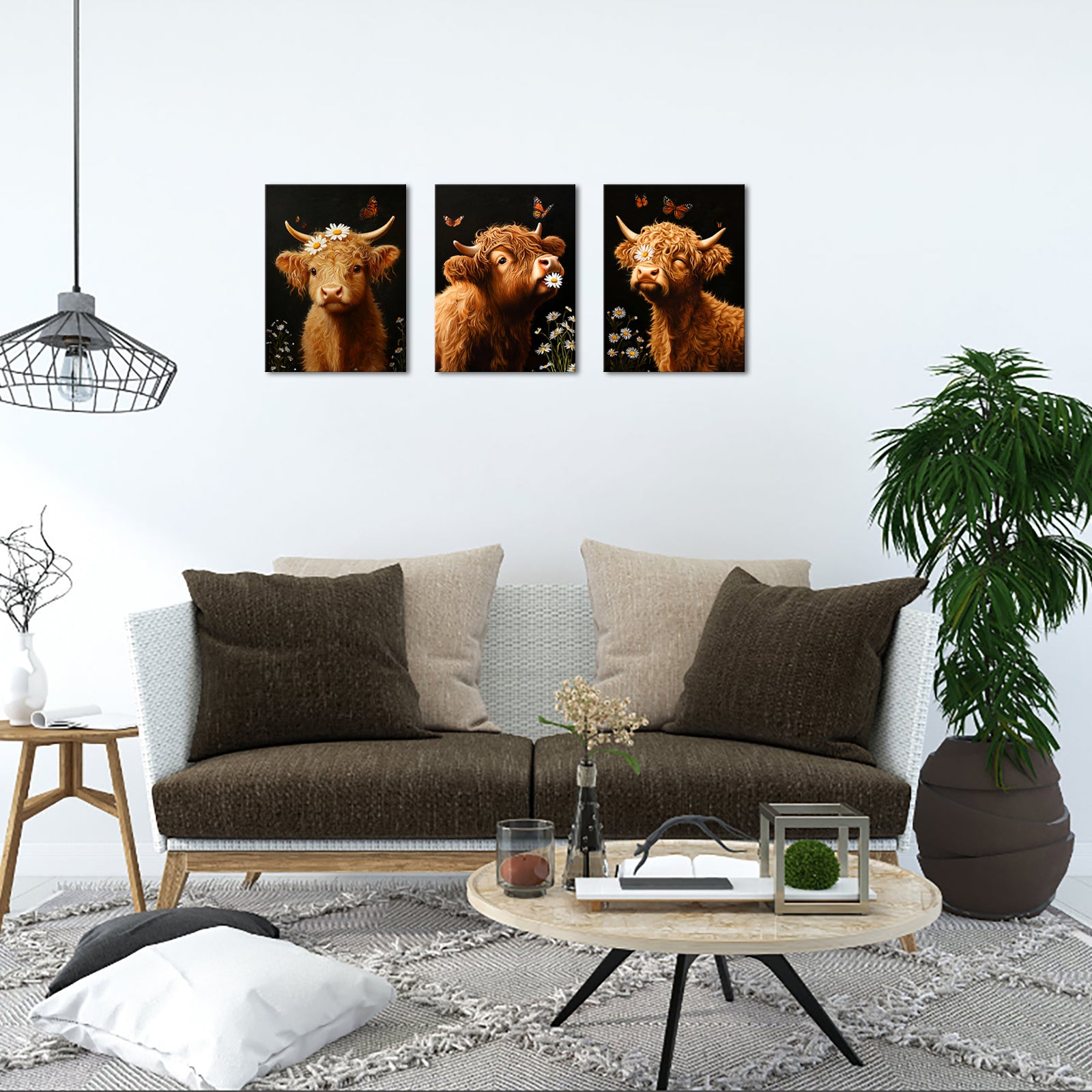 Highland Cow personalized picture to canvas wall art