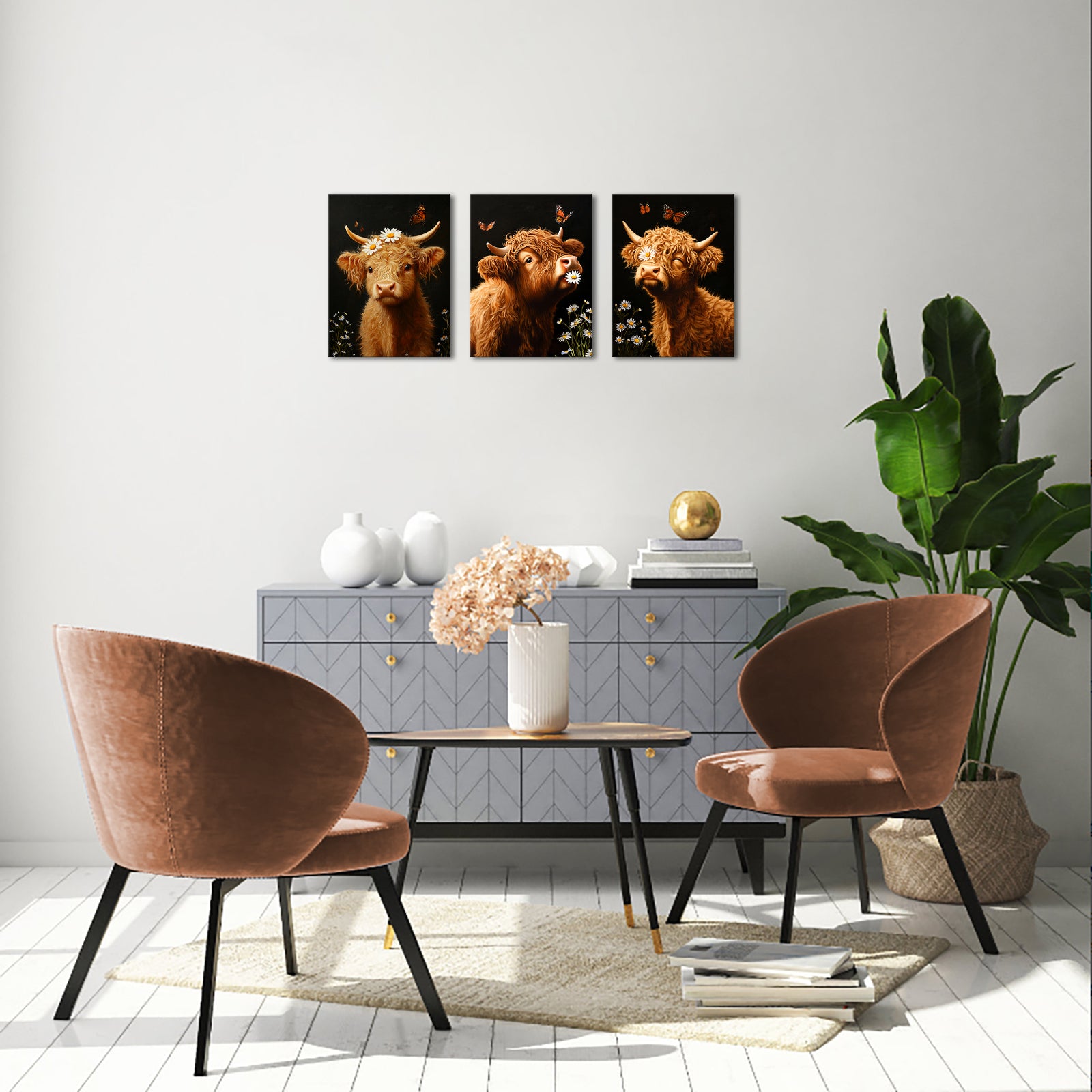 Highland Cow personalized picture to canvas wall art