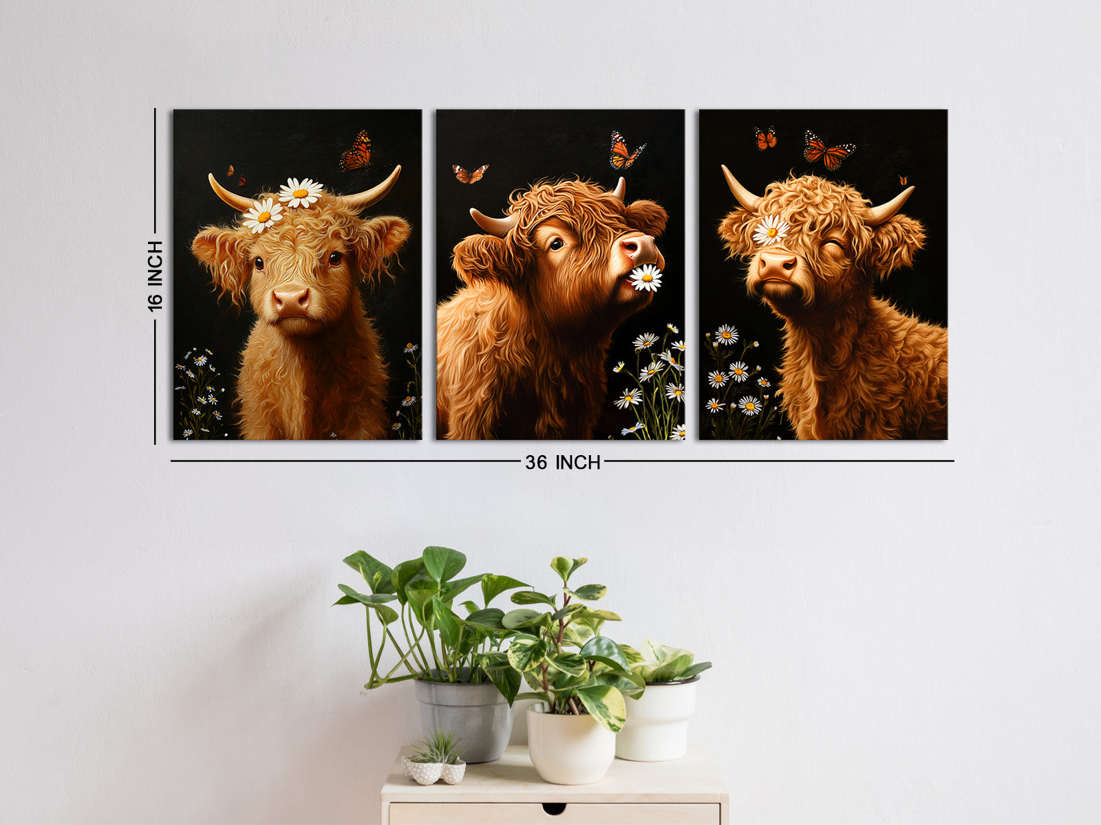 Highland Cow personalized picture to canvas wall art