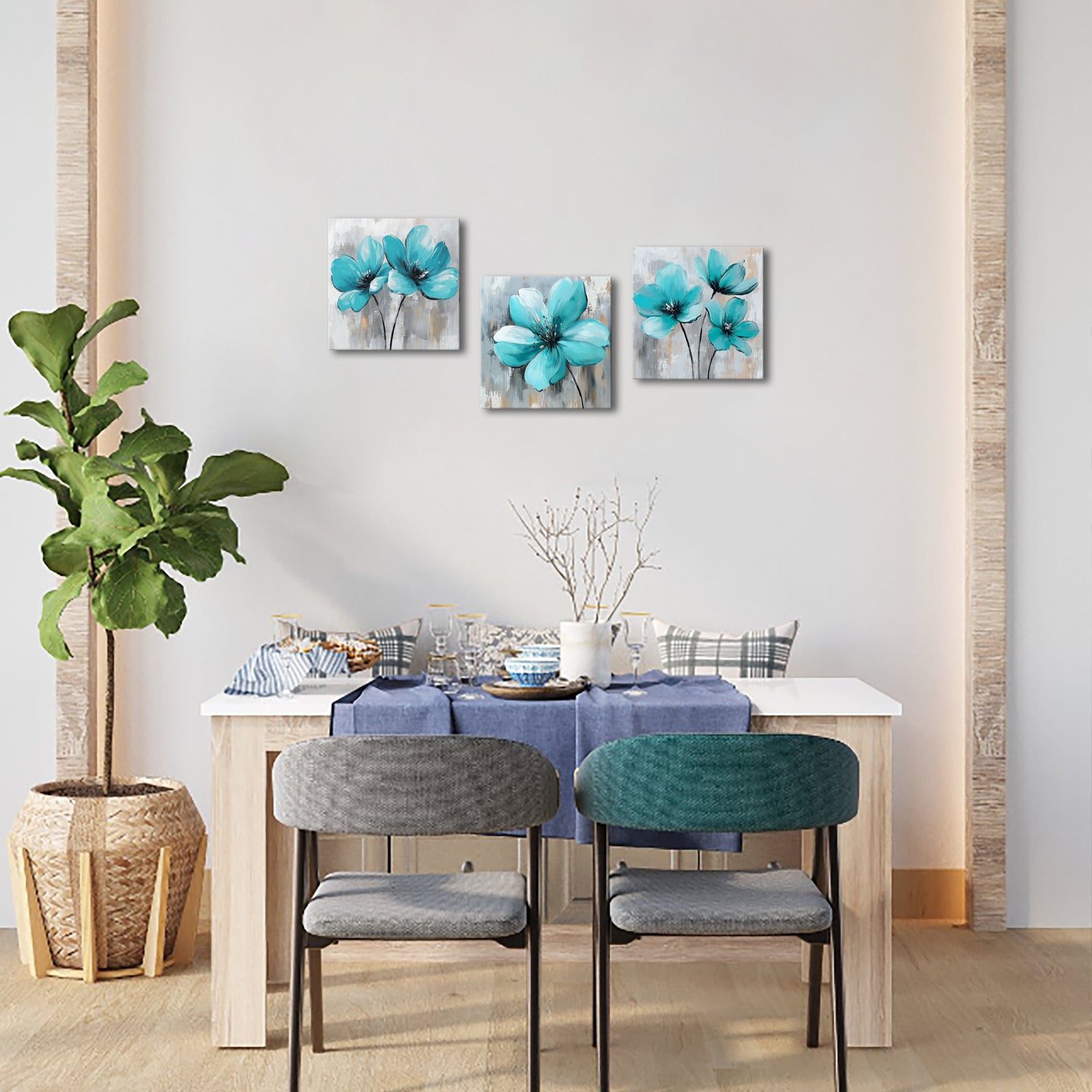 Turquoise Flowers canvas art prints and wall art