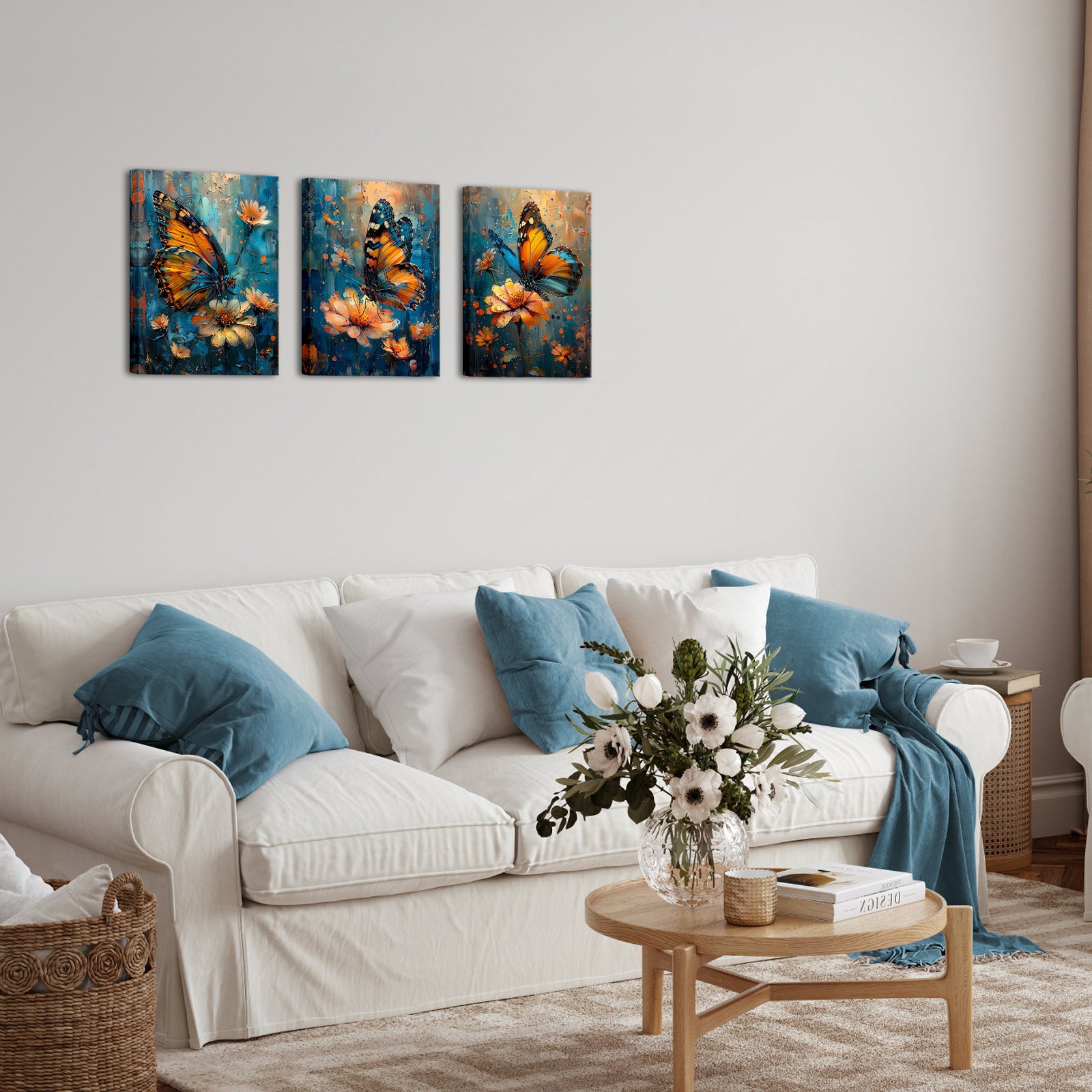 Nature vintage three piece canvas print living room wall art