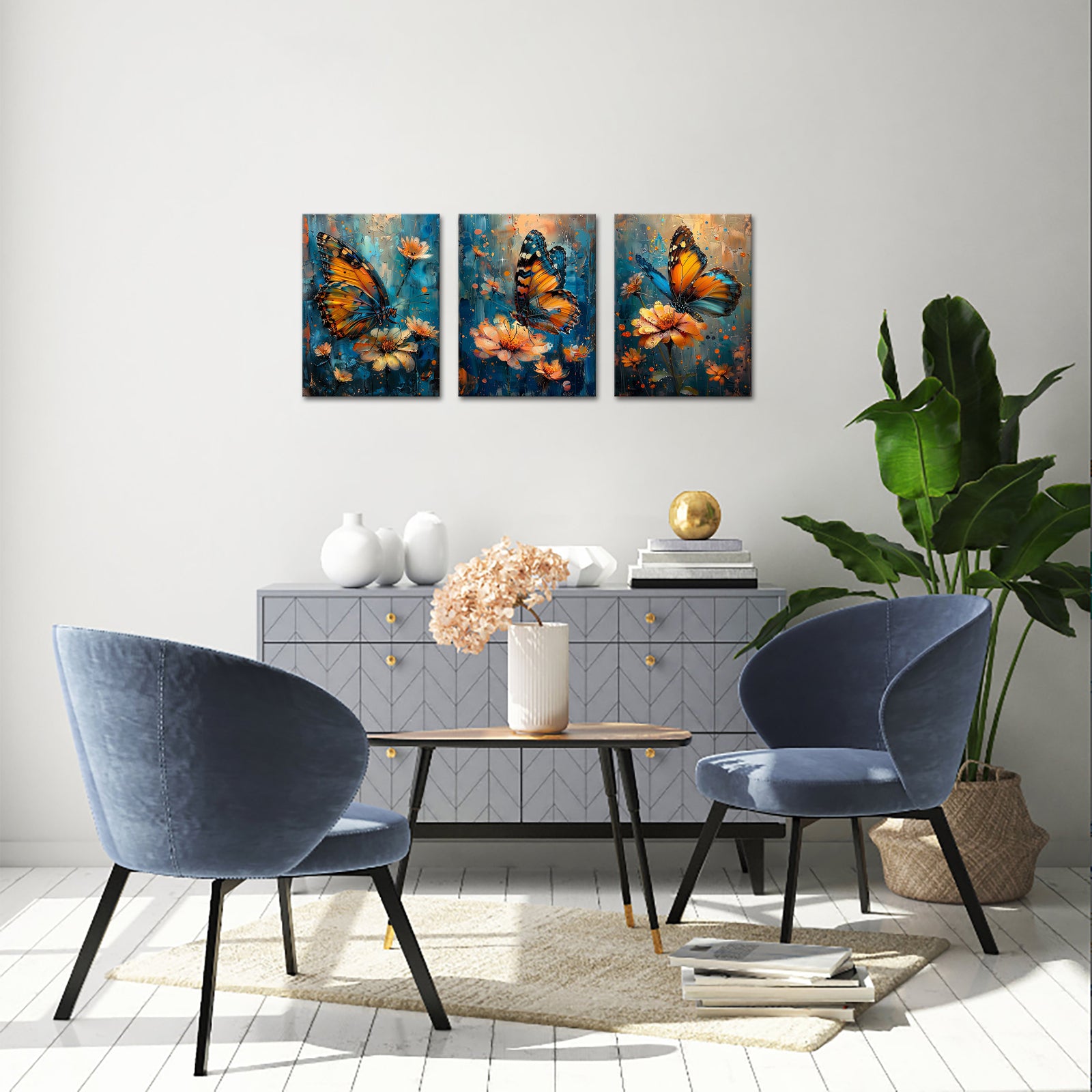 Nature vintage three piece canvas print living room wall art