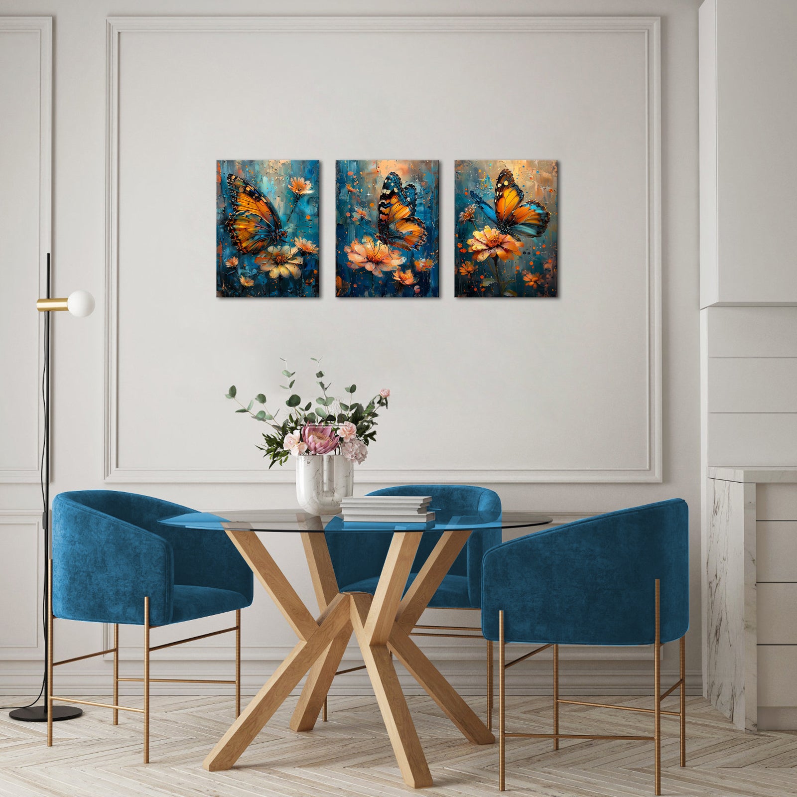 Nature vintage three piece canvas print living room wall art